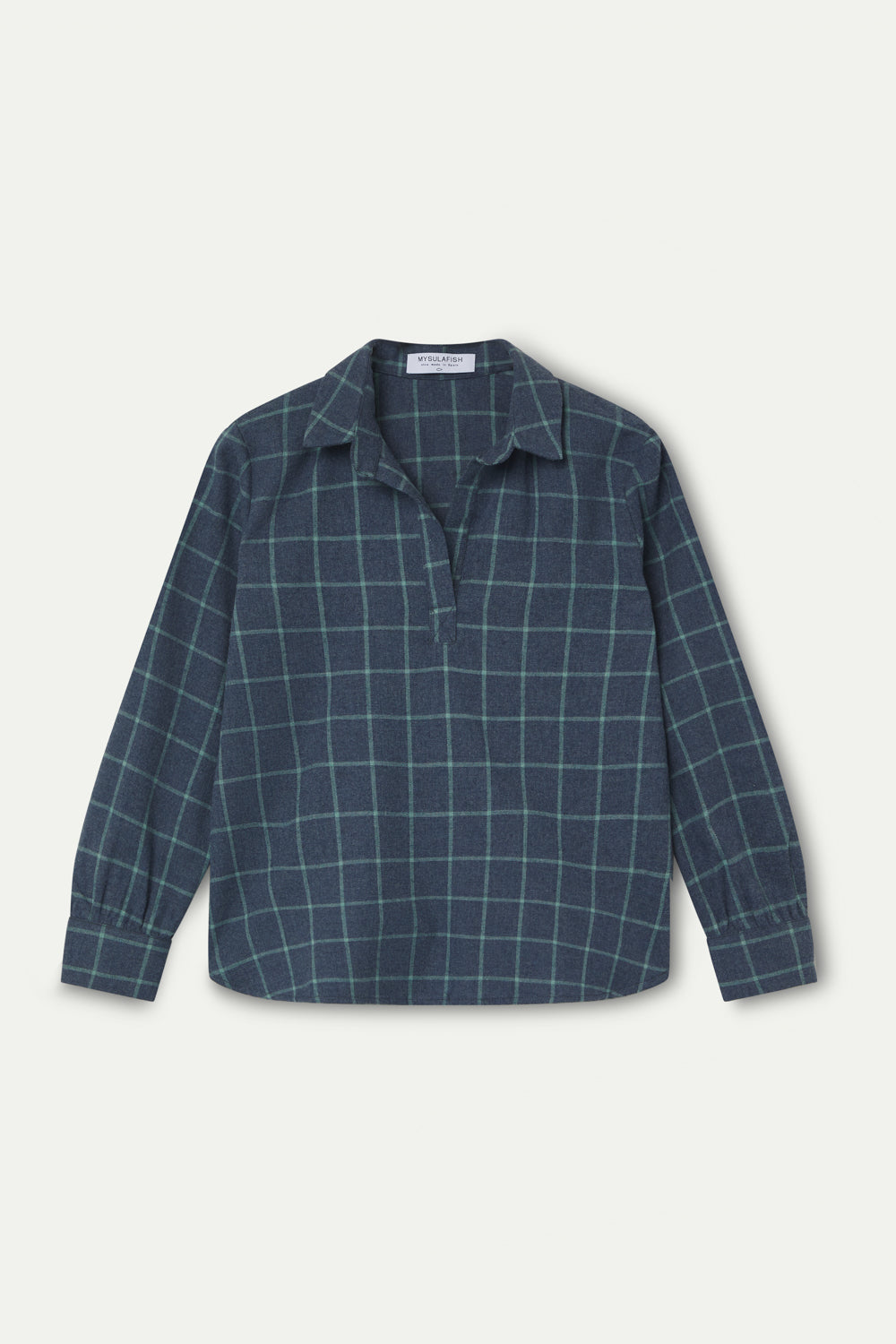 BLUSA CUADROS 100% ALGODÓN ACABADO FRANELA GRIS AZULADO BLACK DAYS