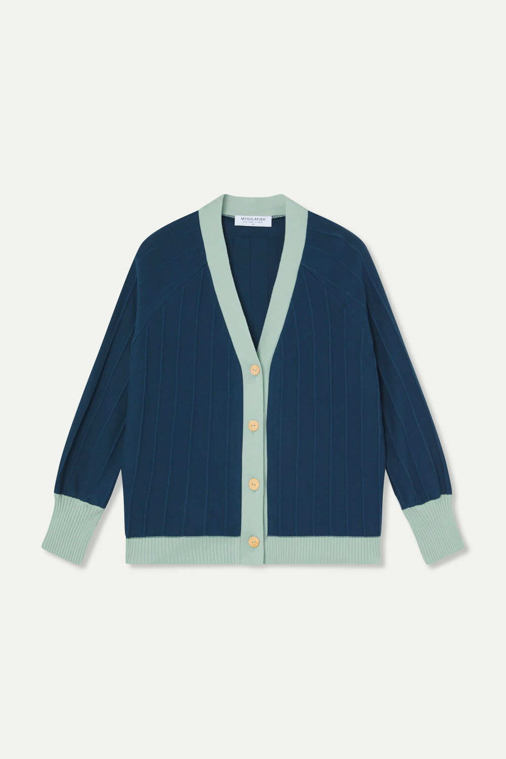 CARDIGAN DUNA INDIGO VIVOS EN VERDE MENTA
