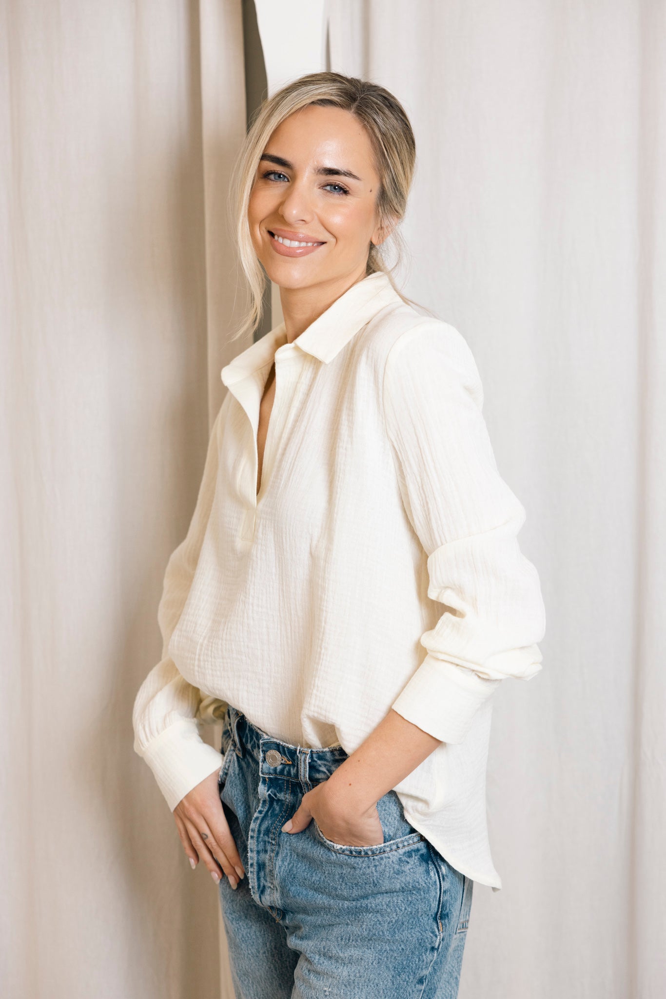 PINK PLAID BLOUSE