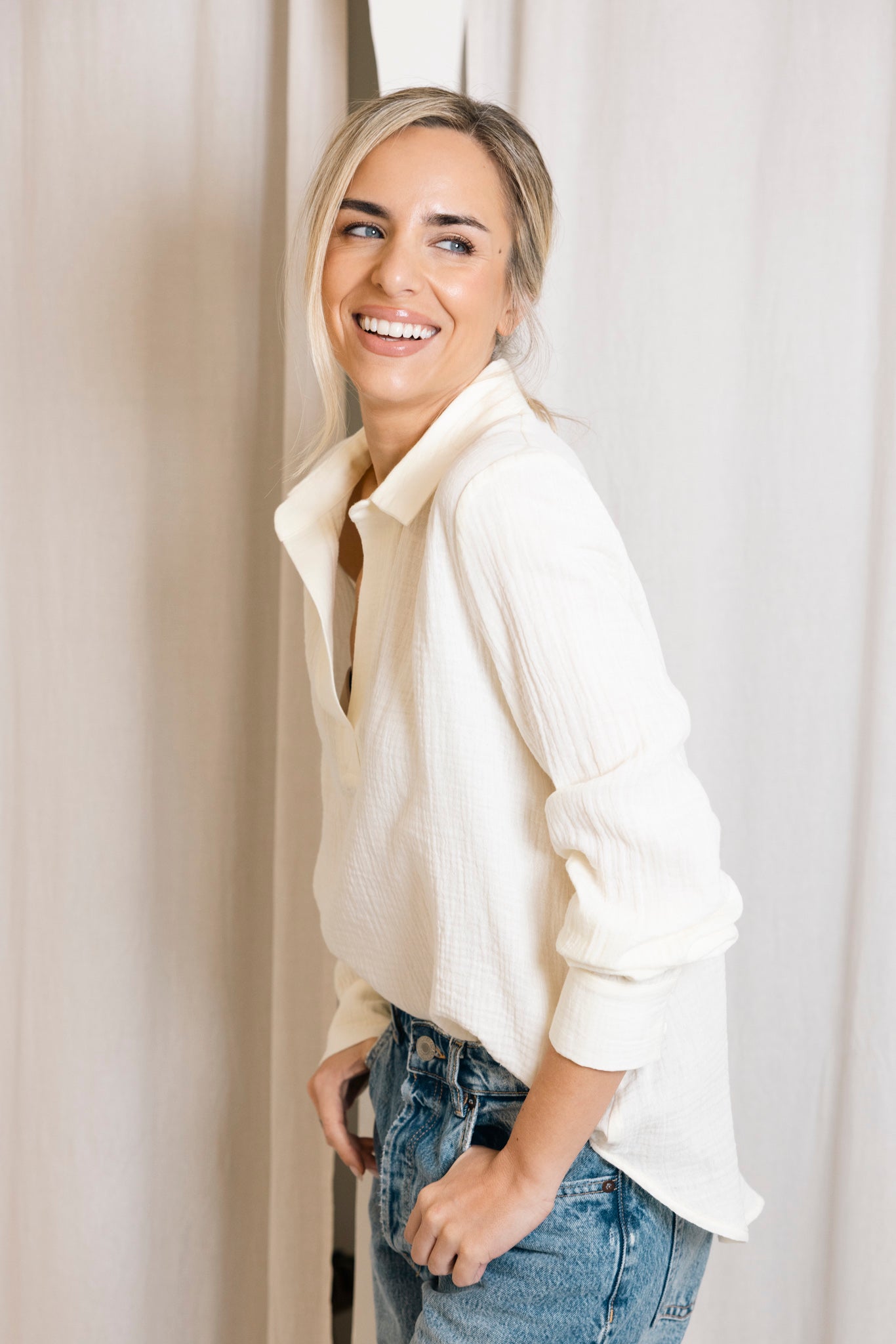 PINK PLAID BLOUSE