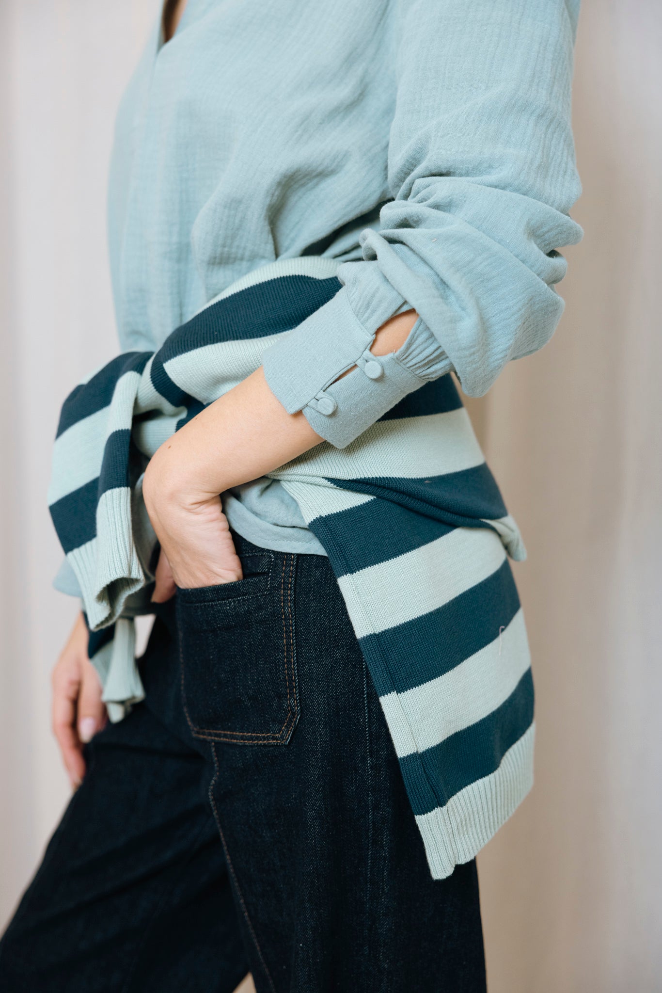 BLUSA COMILLAS VERDE MENTA