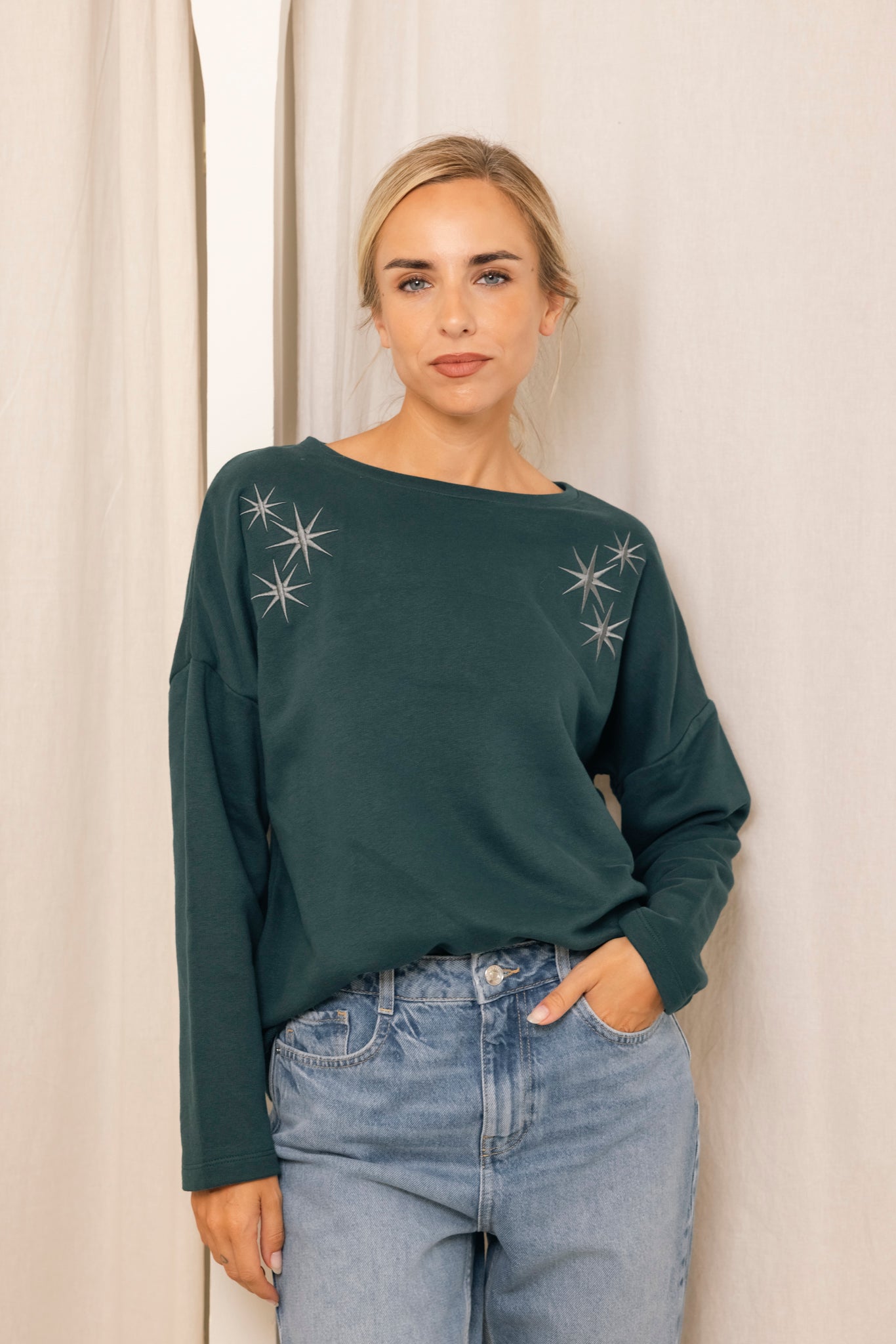 SUDADERA VERDE OSCURO STAR