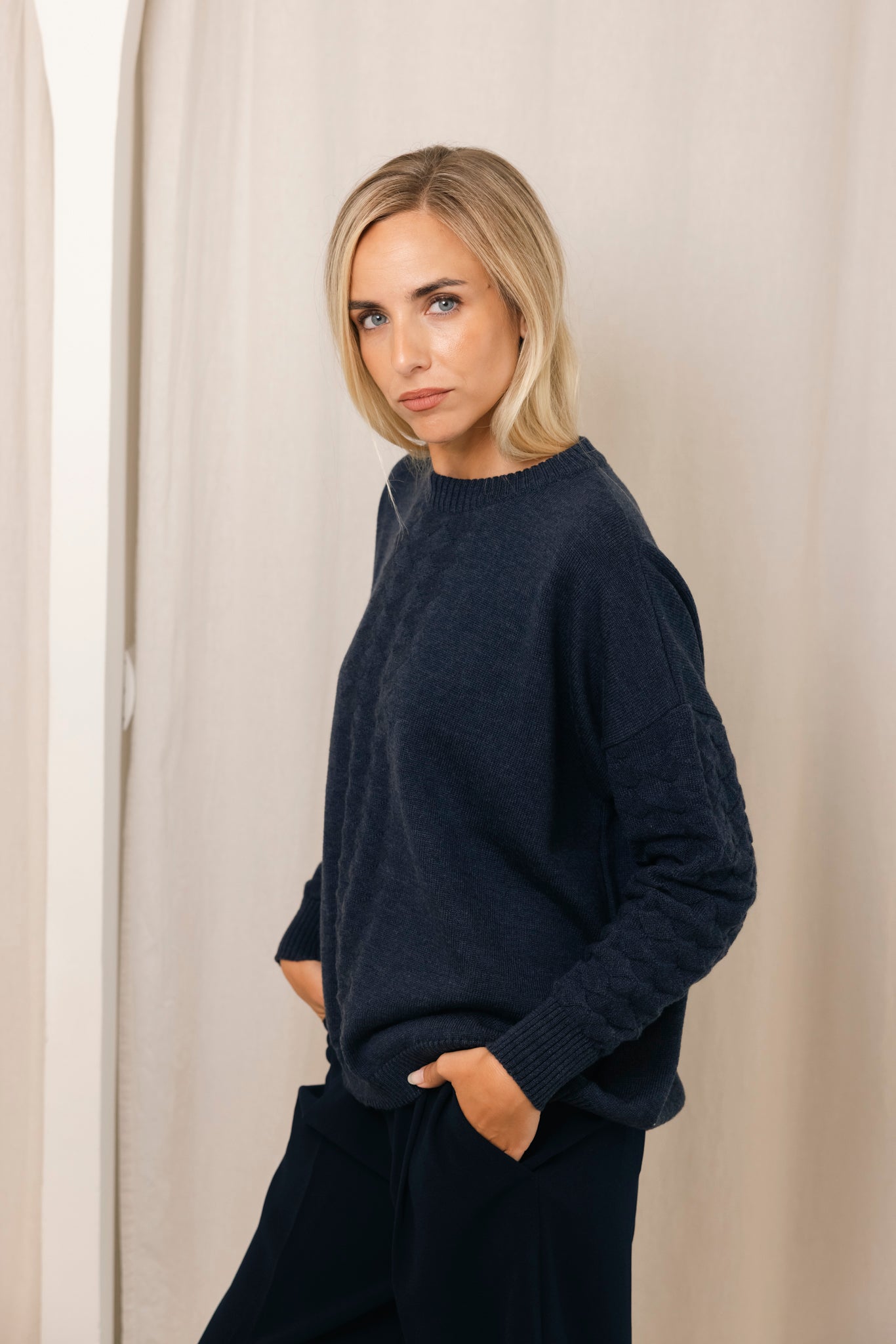 JERSEY ARLEQUIN AZUL NOCHE LANA MERINO