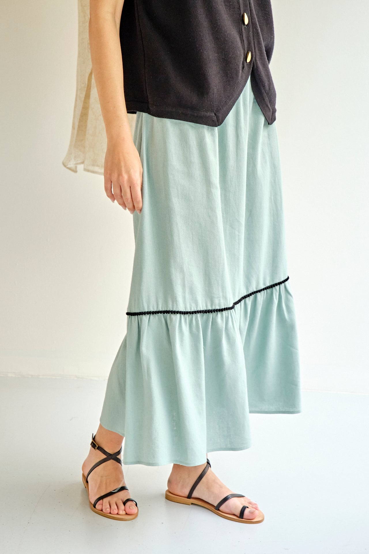 FALDA BOHO JADE CON PASAMANERÍA