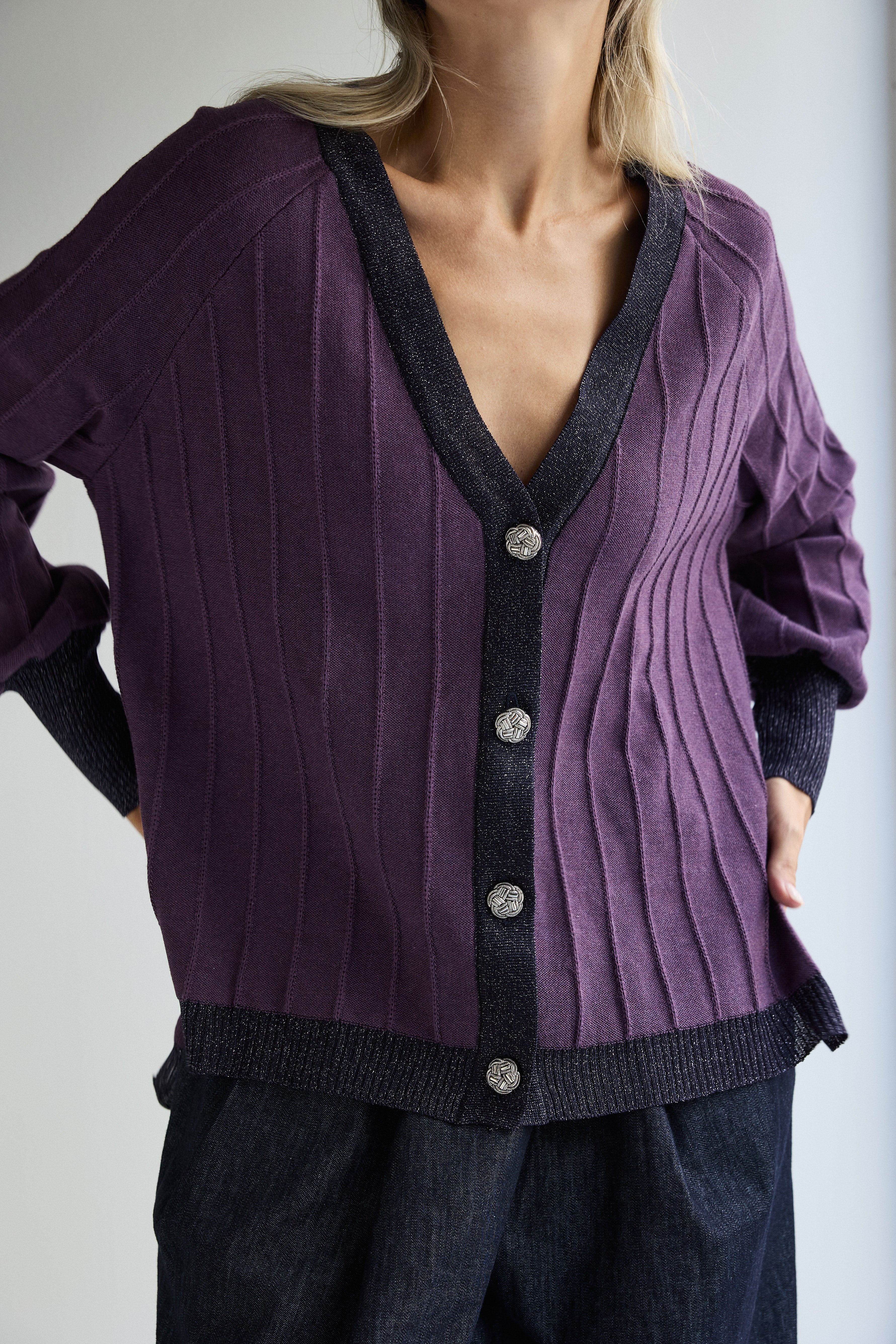 CARDIGAN PROVENZA BERENJENA
