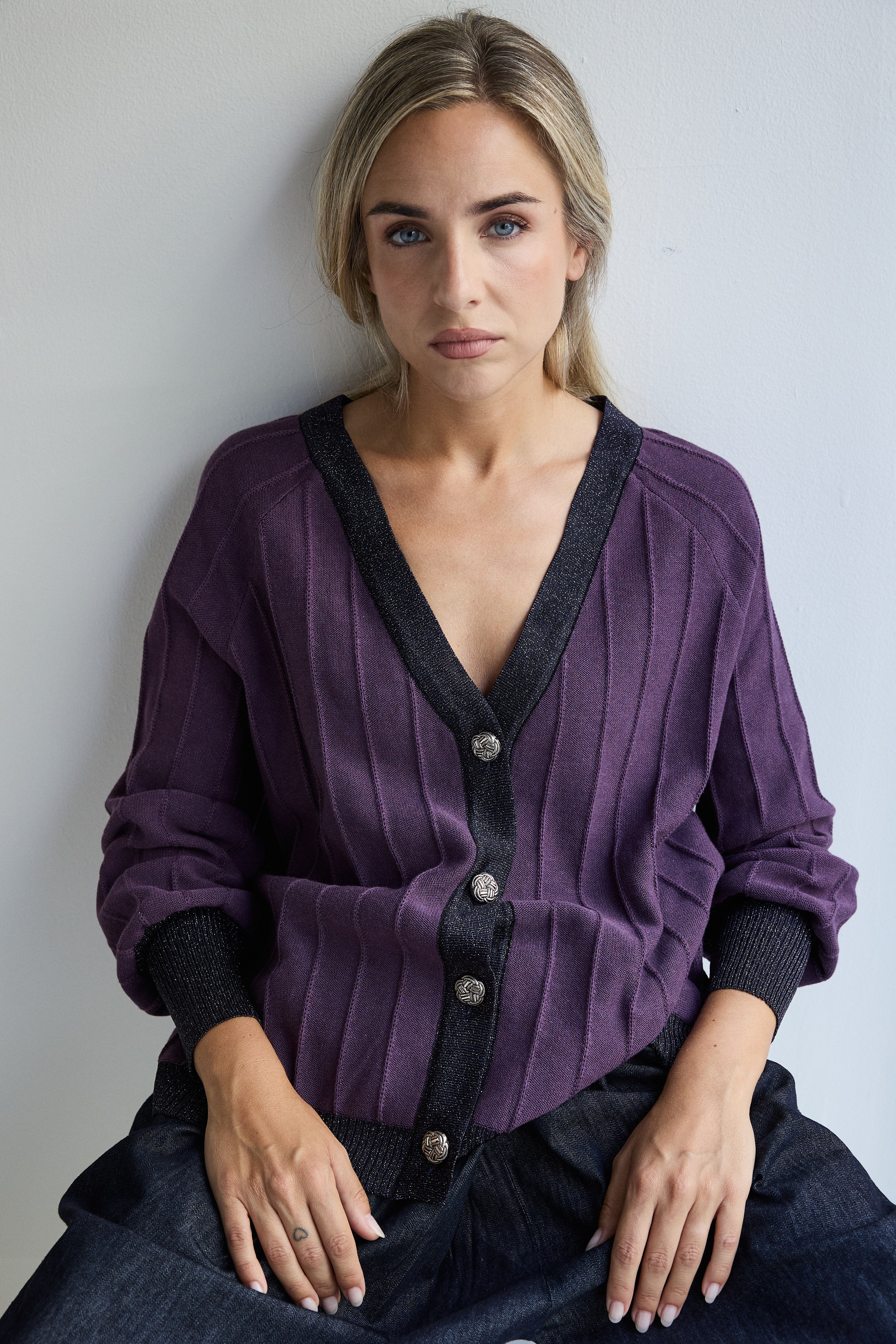 CARDIGAN PROVENZA BERENJENA