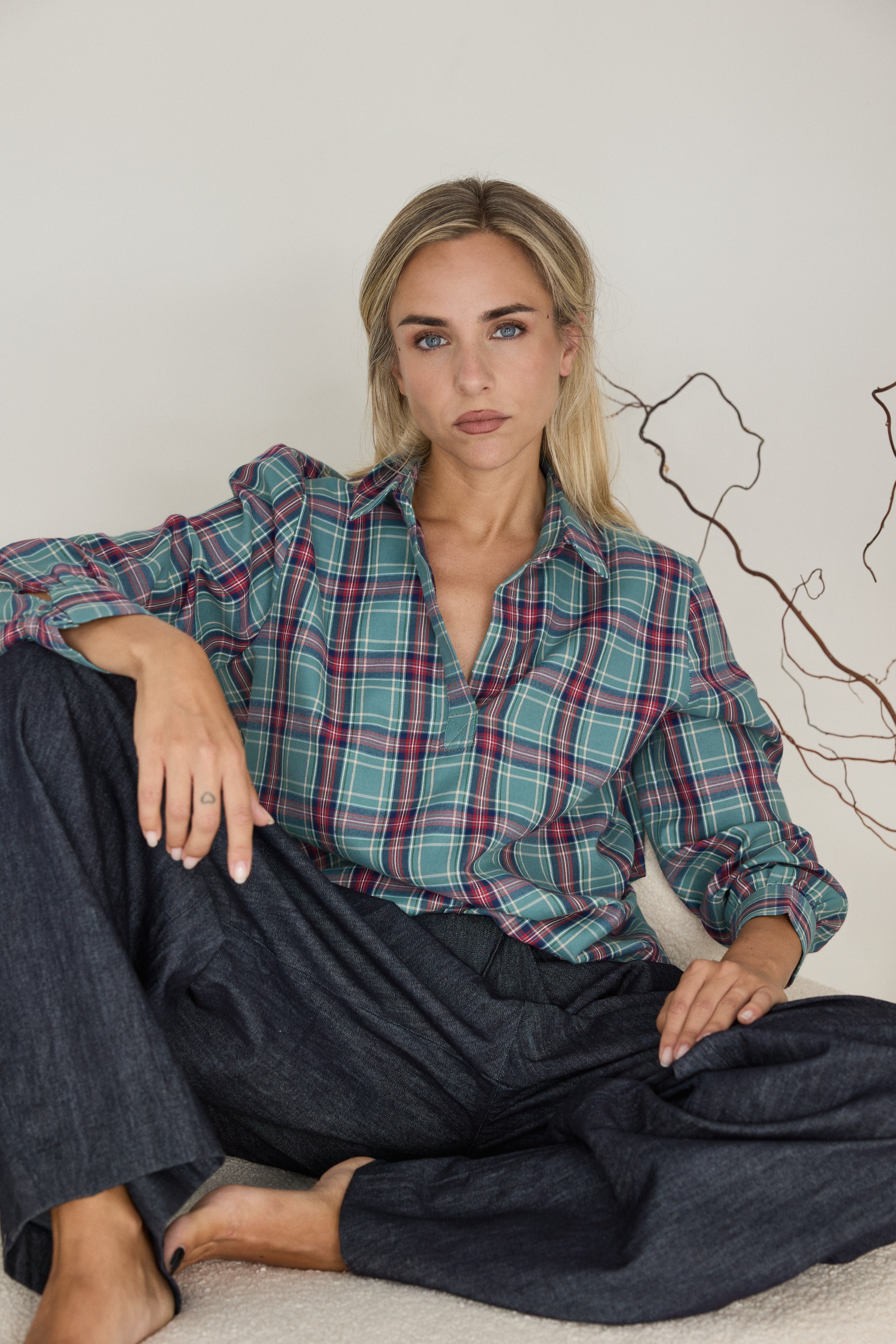 BLUSA AVIGNON CUADROS VERDE