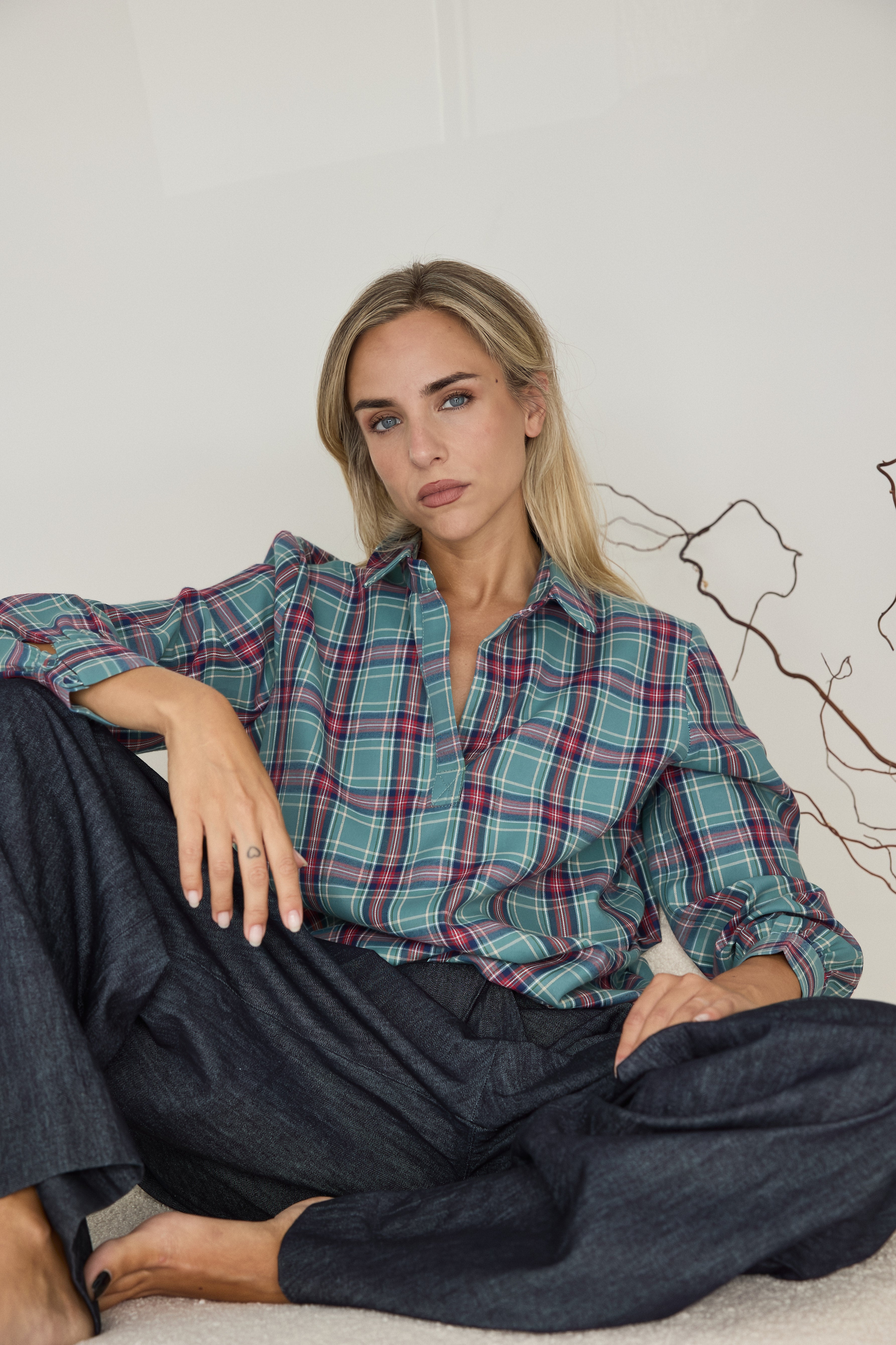 BLUSA AVIGNON CUADROS VERDE