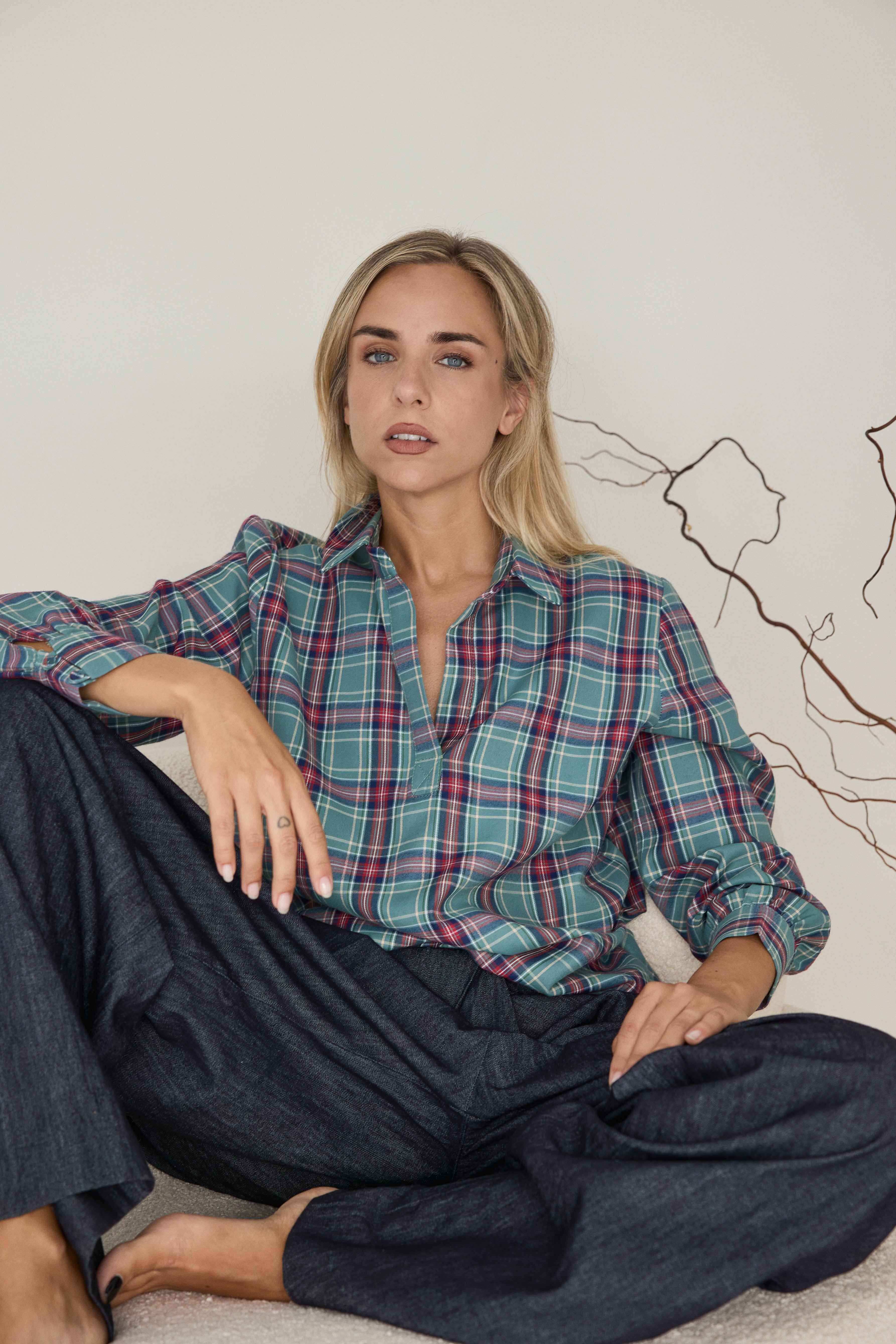 BLUSA AVIGNON CUADROS VERDE