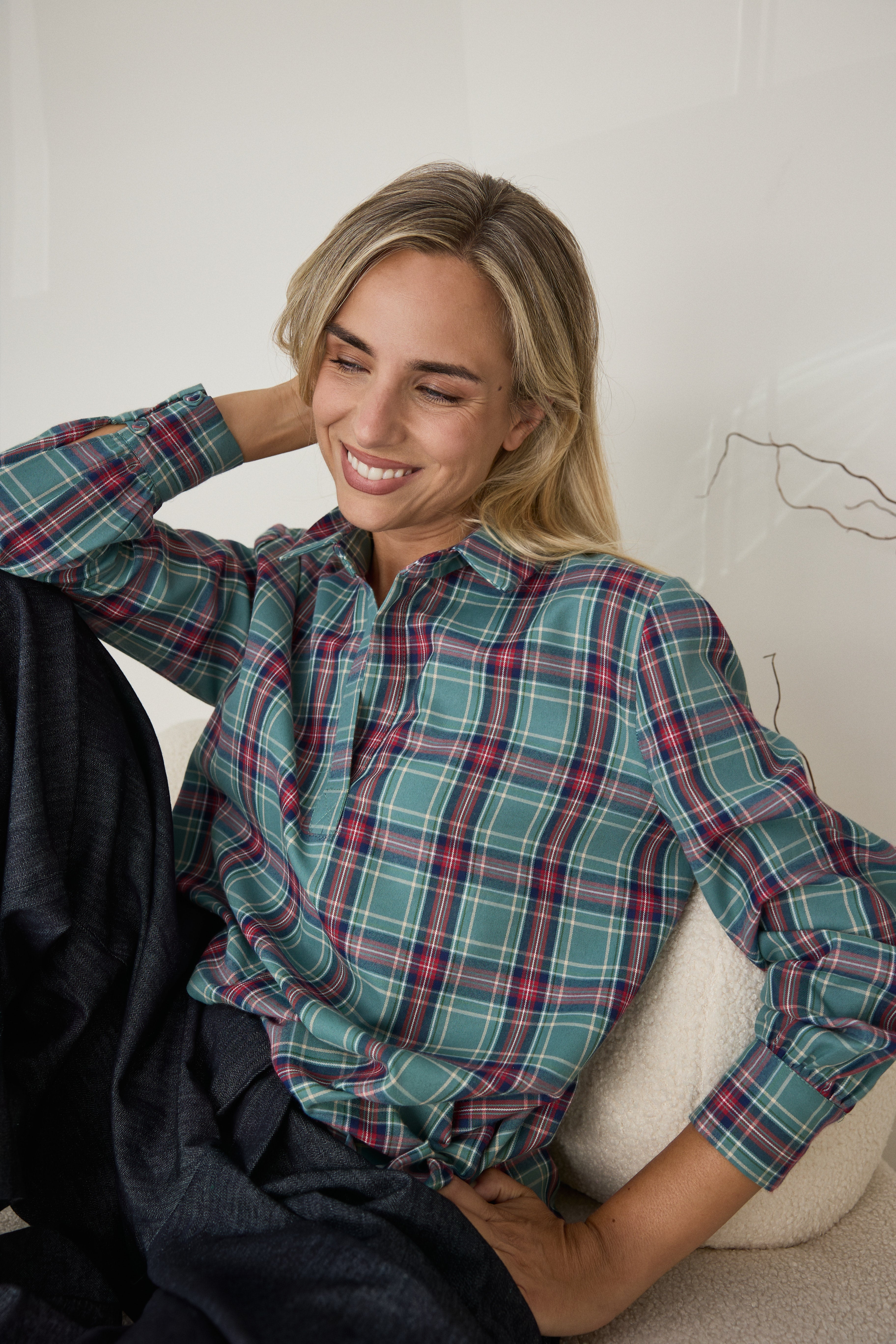 BLUSA AVIGNON CUADROS VERDE