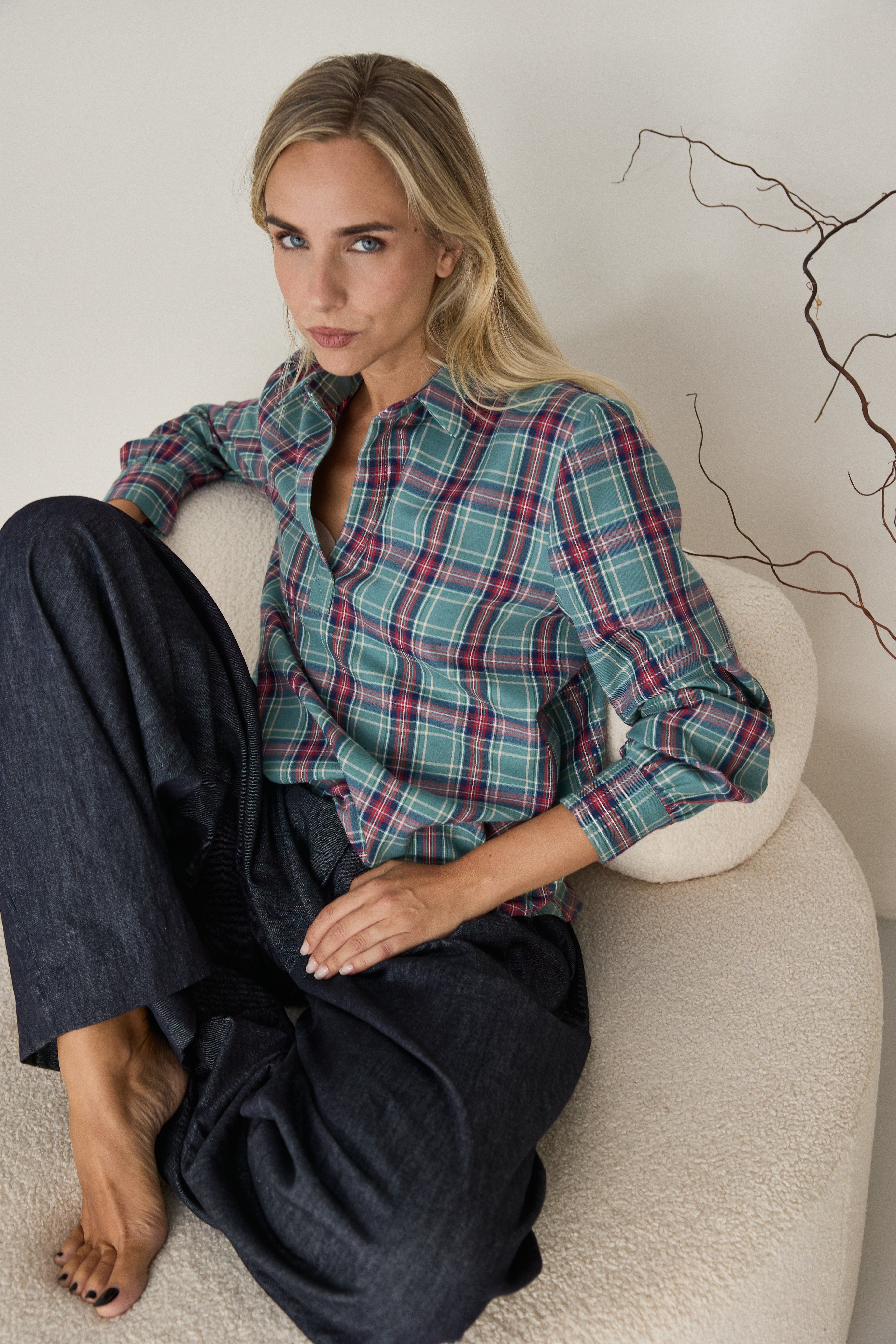 BLUSA AVIGNON CUADROS VERDE