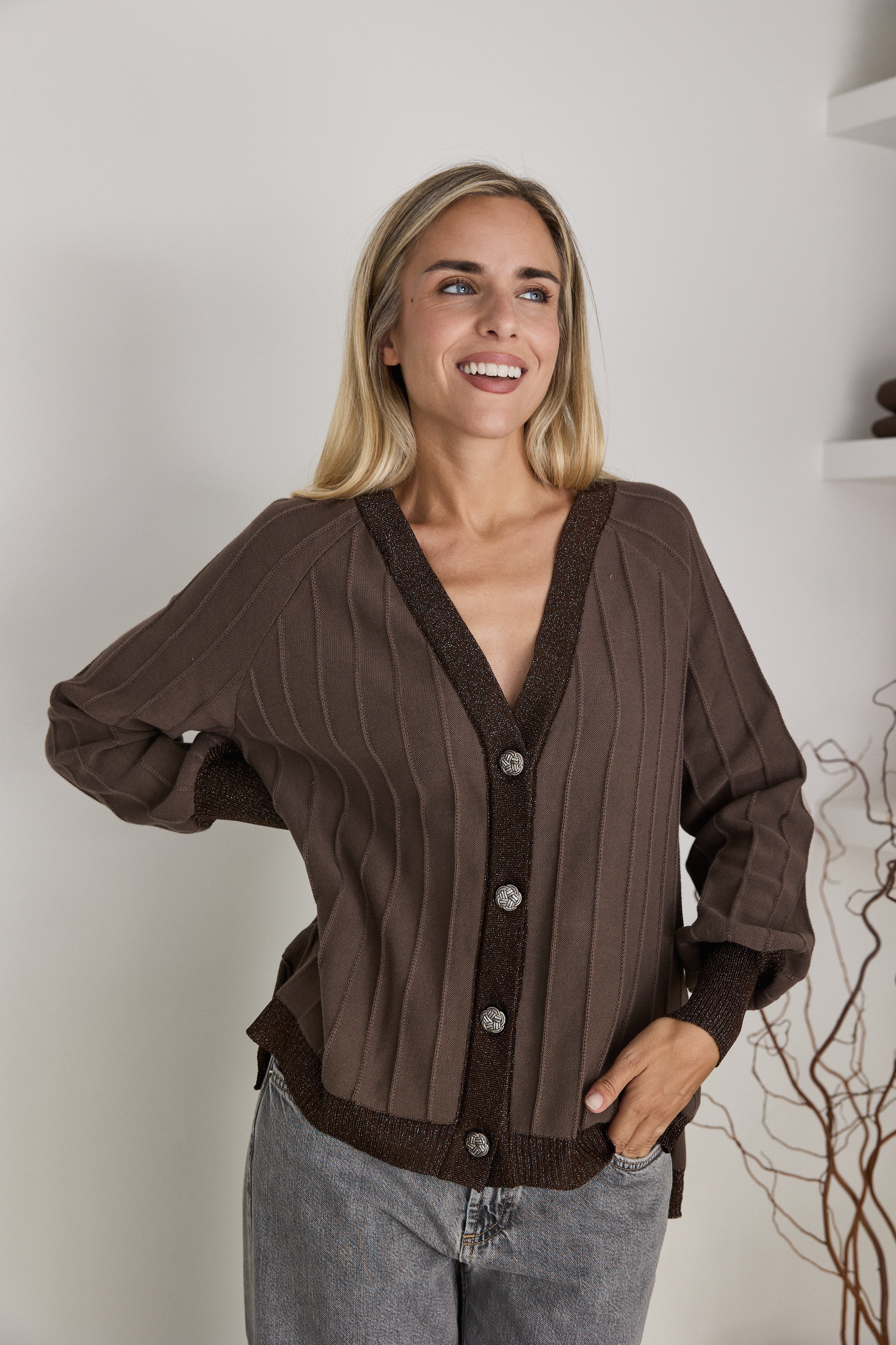 CARDIGAN PROVENZA MARRÓN