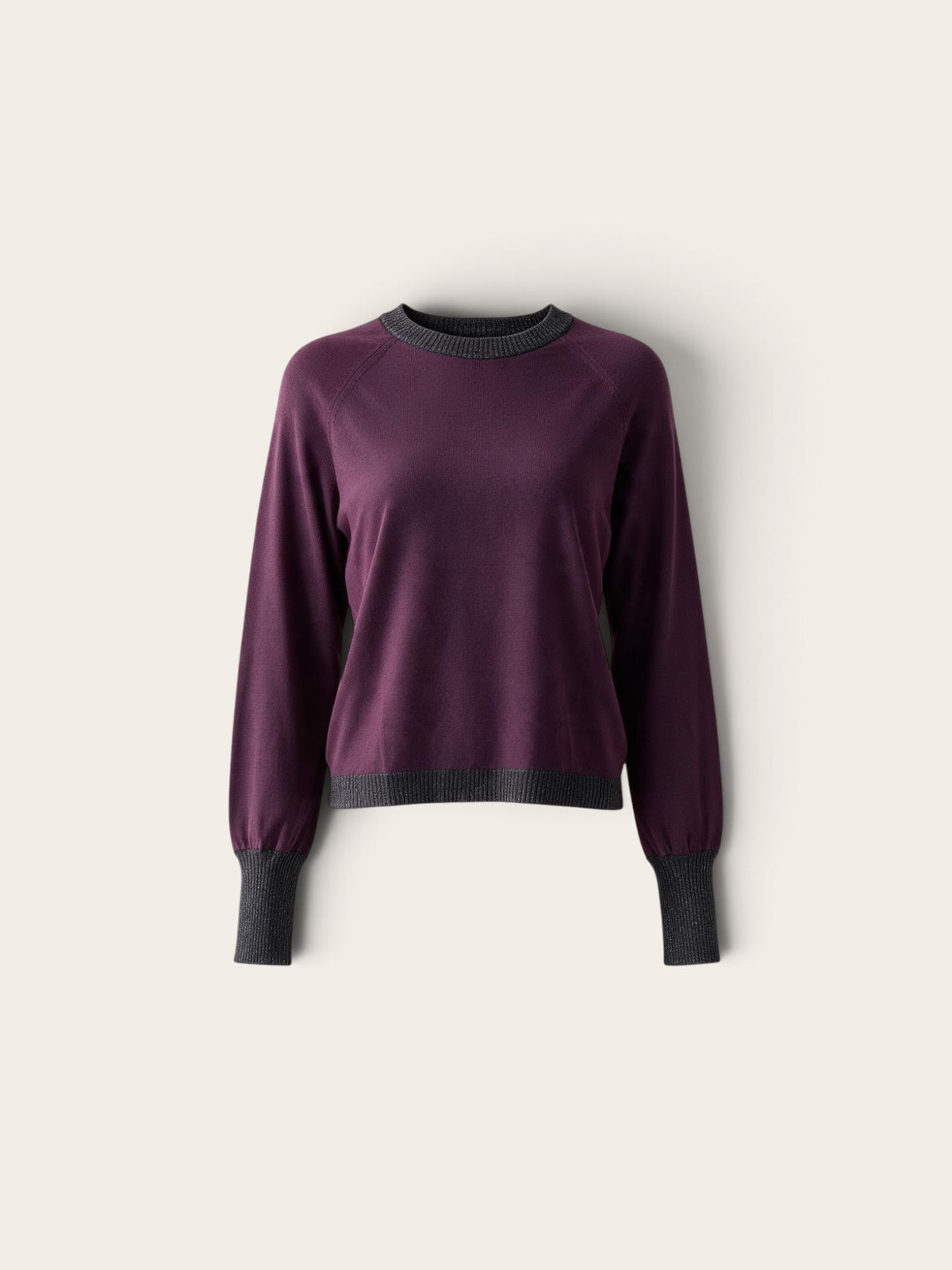 JERSEY LANA MERINO PIPER BERENJENA E HILO DE ACETATO NAVY
