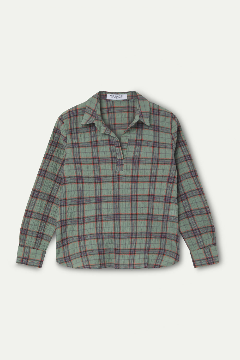 BLUSA CUADROS VERDE AGUA