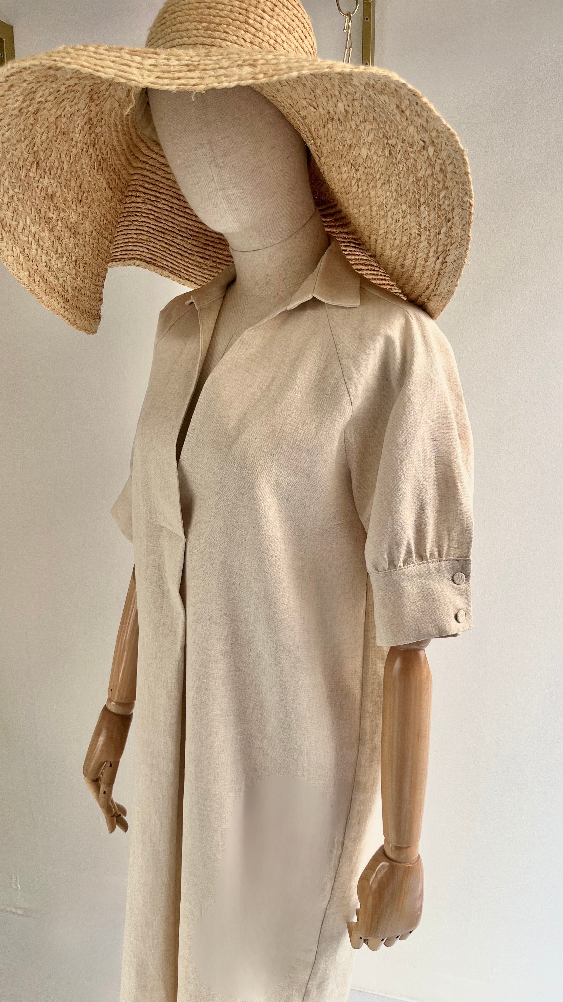 VESTIDO CAMISERO LINO BEIGE ARENA