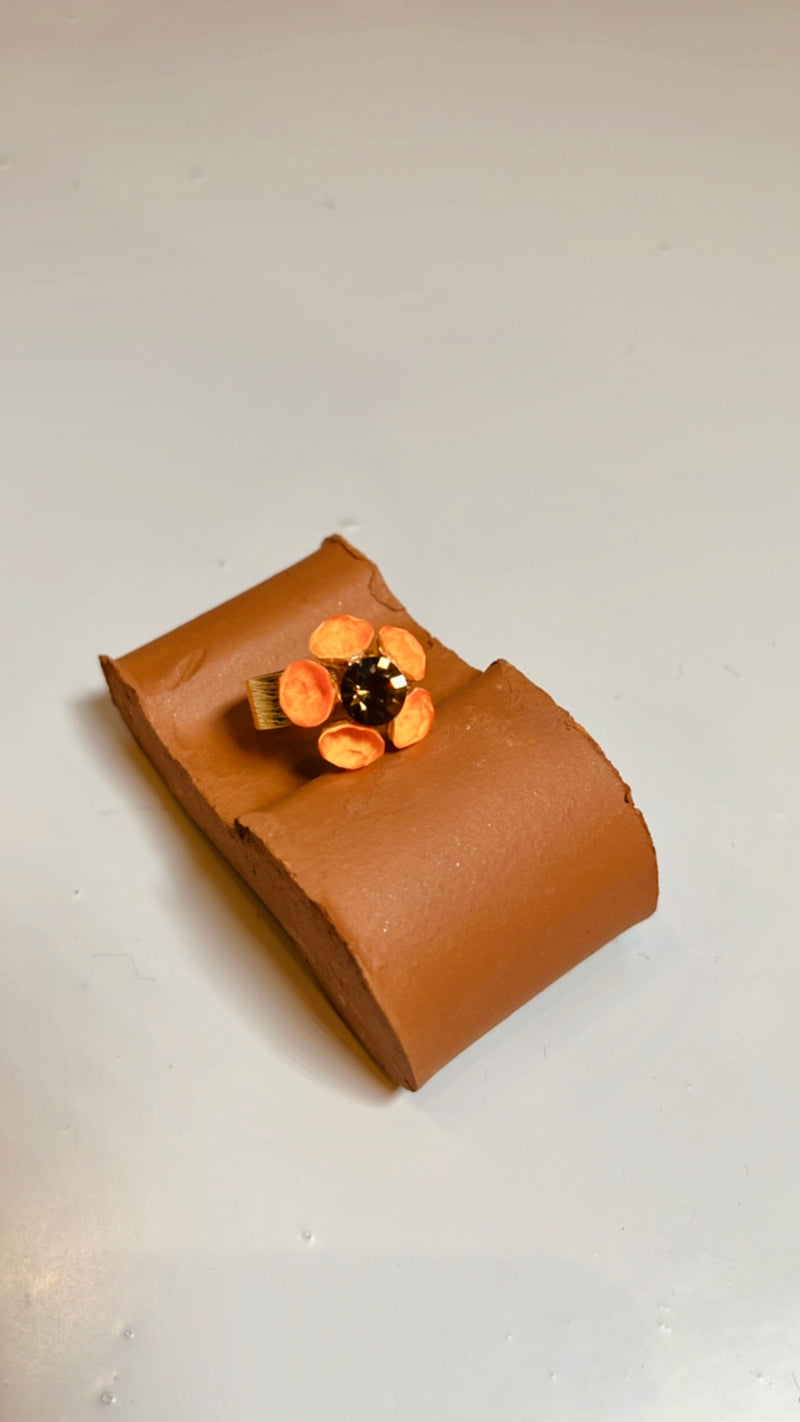 ANILLO FLOR NARANJA Y COBRE