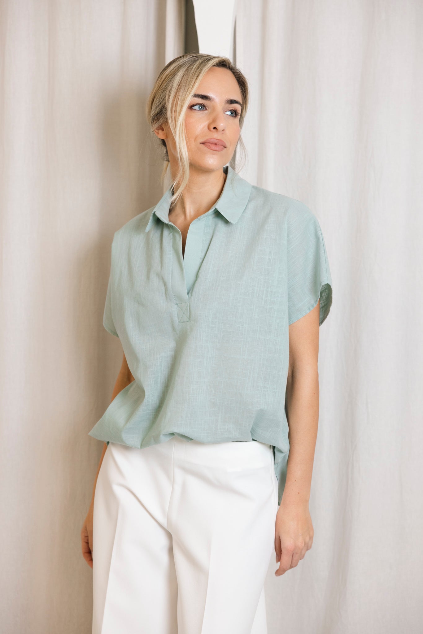 BLUSA BOYFRIEND VERDE MENTA