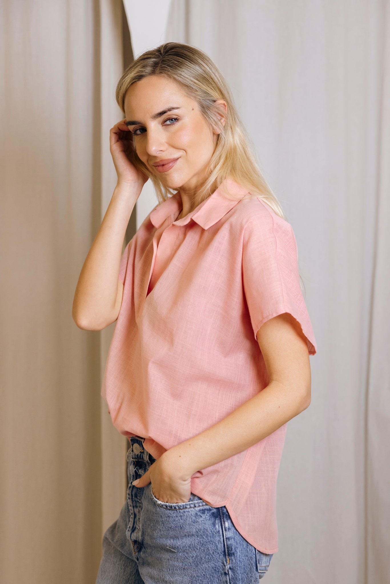 BLUSA BOYFRIEND ROSA CORAL