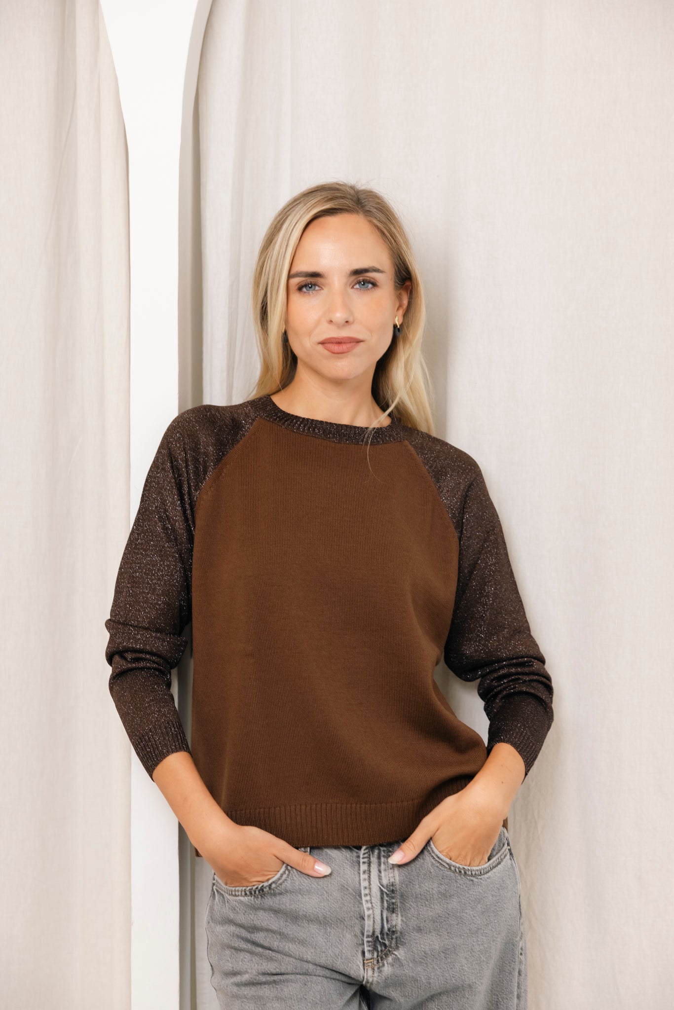 JERSEY PIPER LISO MARRON CHOCOLATE
