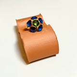 ANILLO FLOR AZUL ELECTRICO Y VERDE MENTA