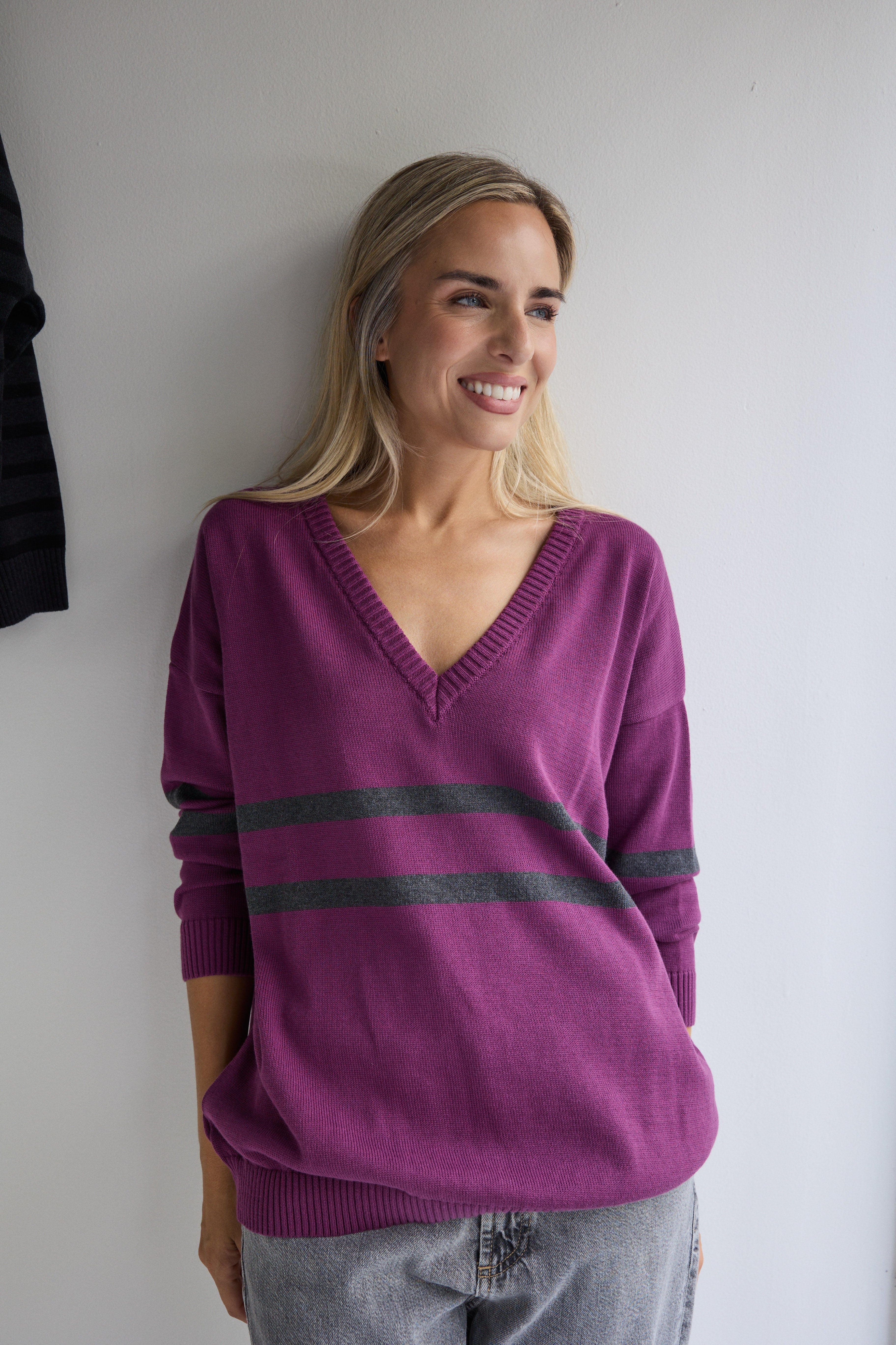 JERSEY ROCHELLE CIRUELA Y GRIS