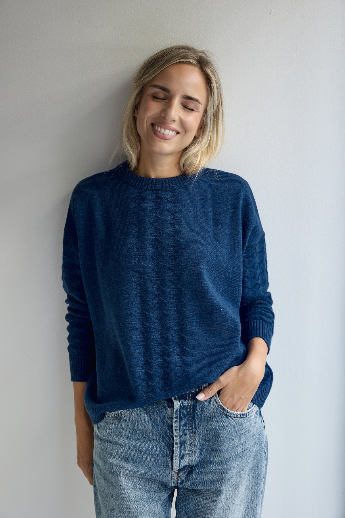 JERSEY DE LANA MERINO ARLEQUIN AZUL KLEIN ELECTRICO
