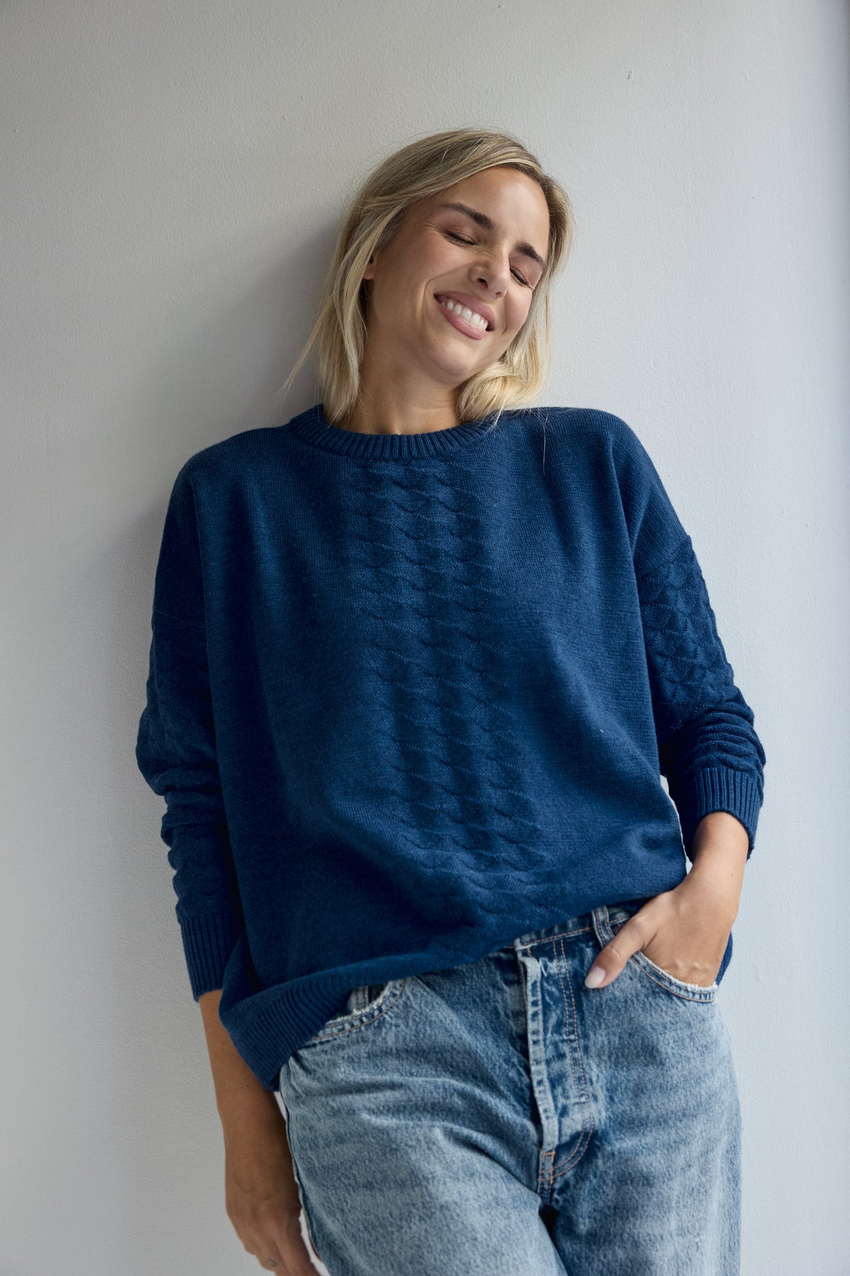 JERSEY DE LANA MERINO ARLEQUIN AZUL KLEIN ELECTRICO
