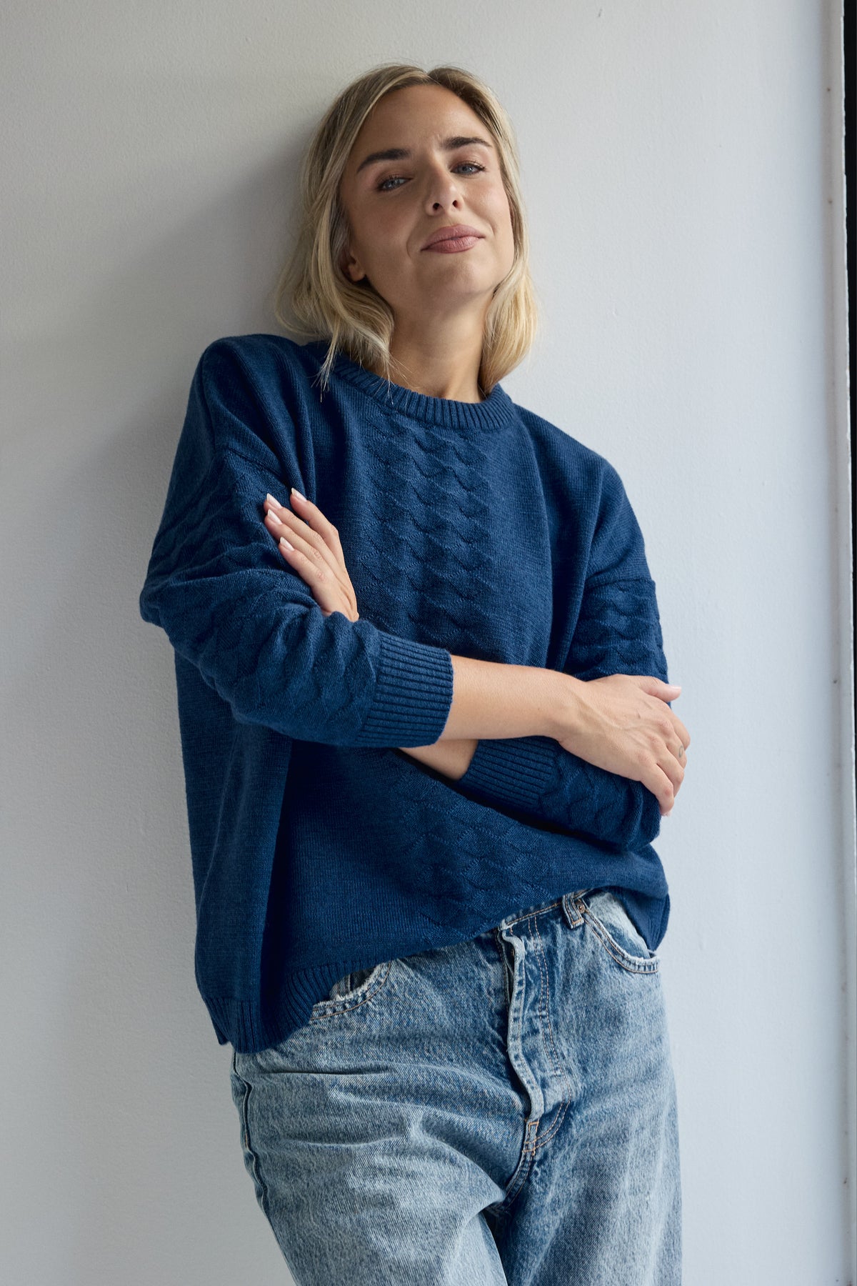 JERSEY DE LANA MERINO ARLEQUIN AZUL KLEIN ELECTRICO