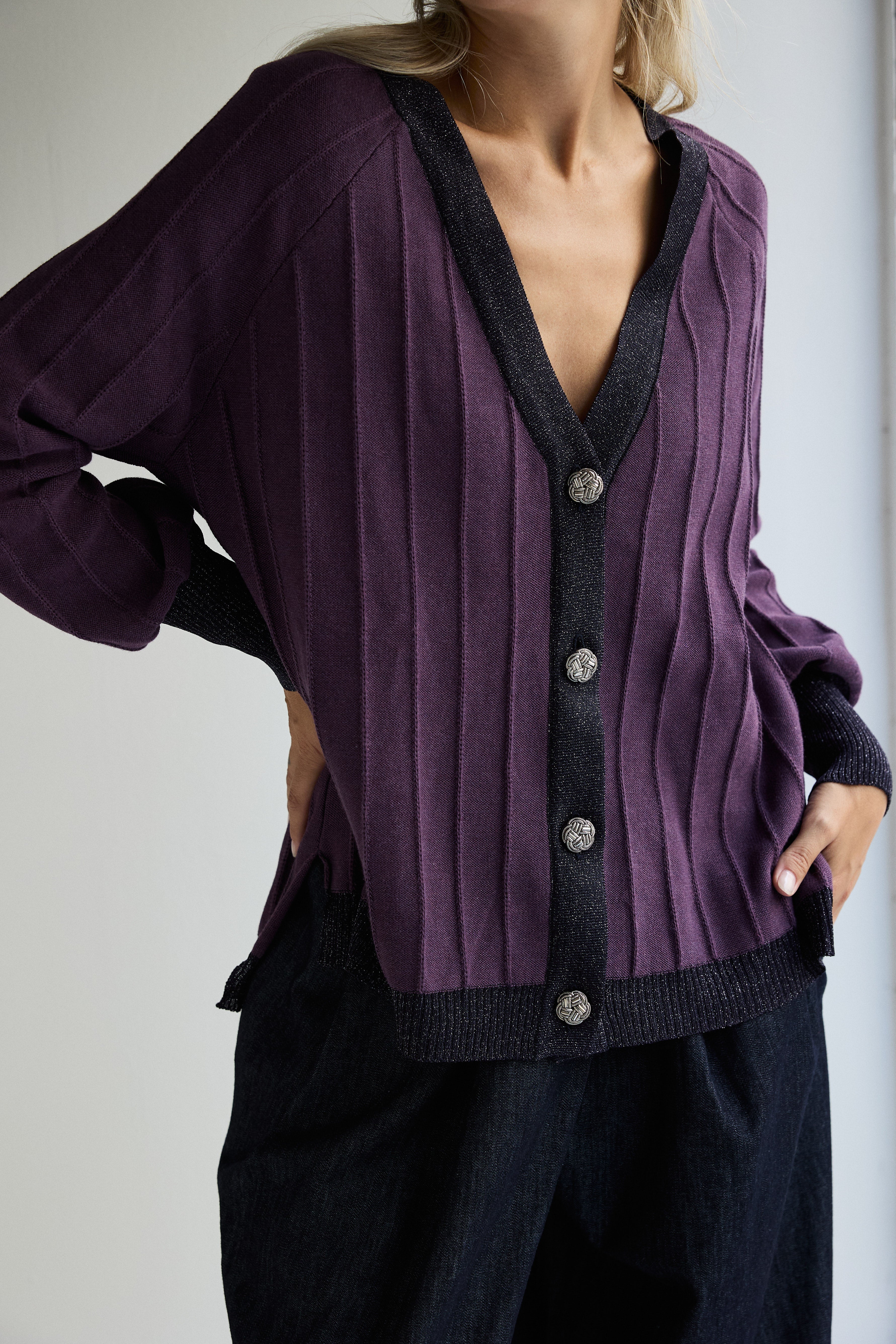 CARDIGAN PROVENZA BERENJENA