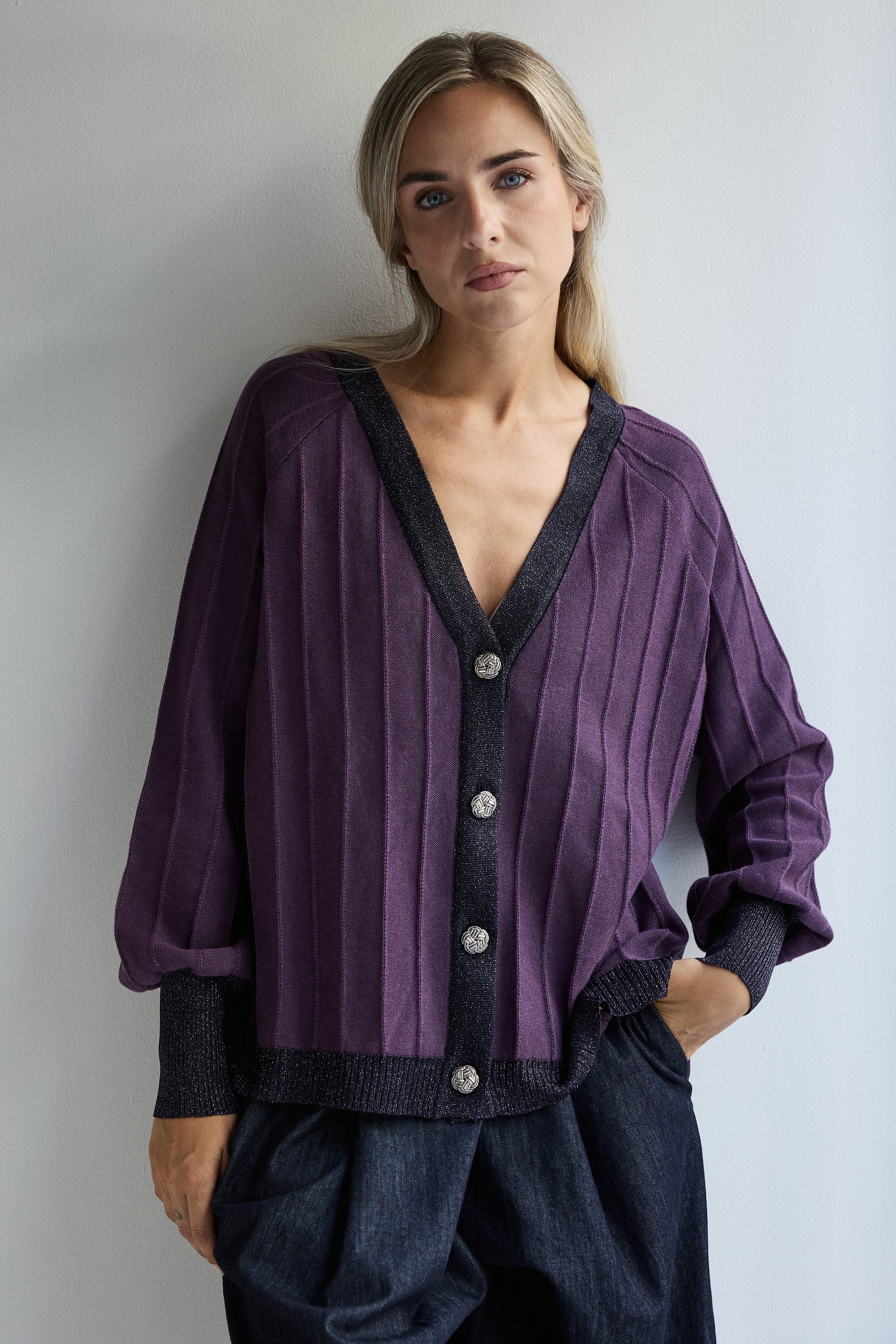 CARDIGAN PROVENZA BERENJENA