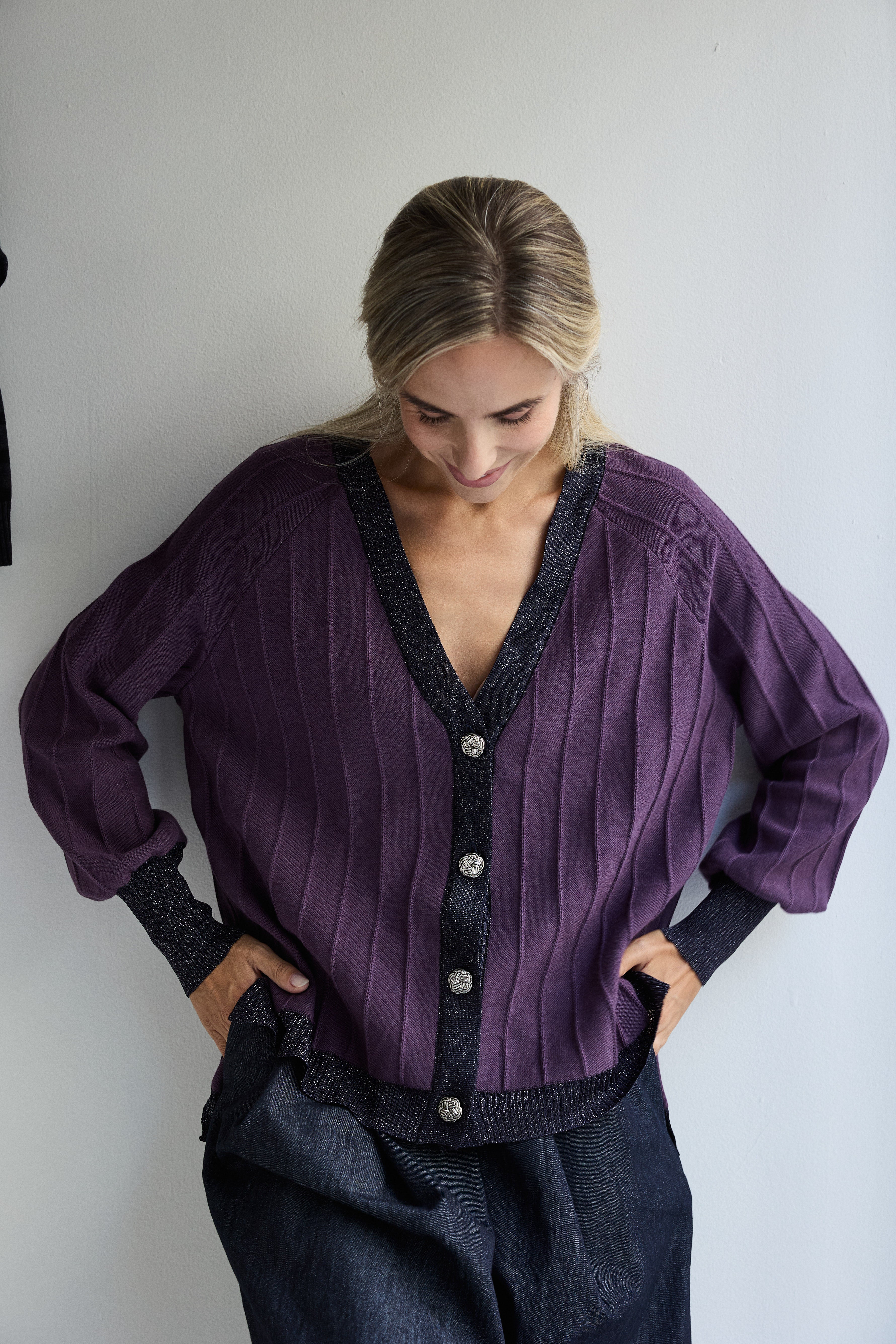 CARDIGAN PROVENZA BERENJENA