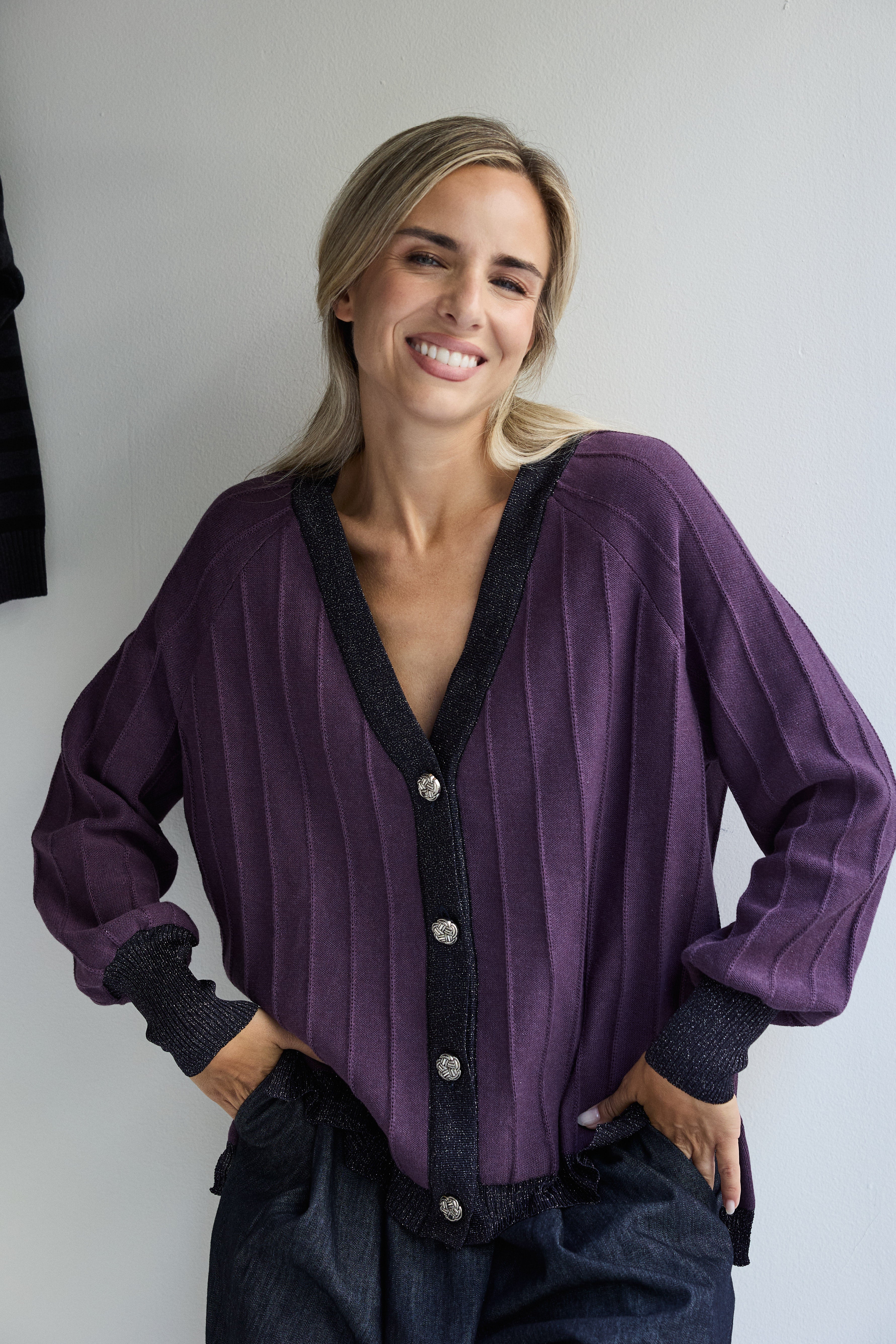 CARDIGAN PROVENZA BERENJENA