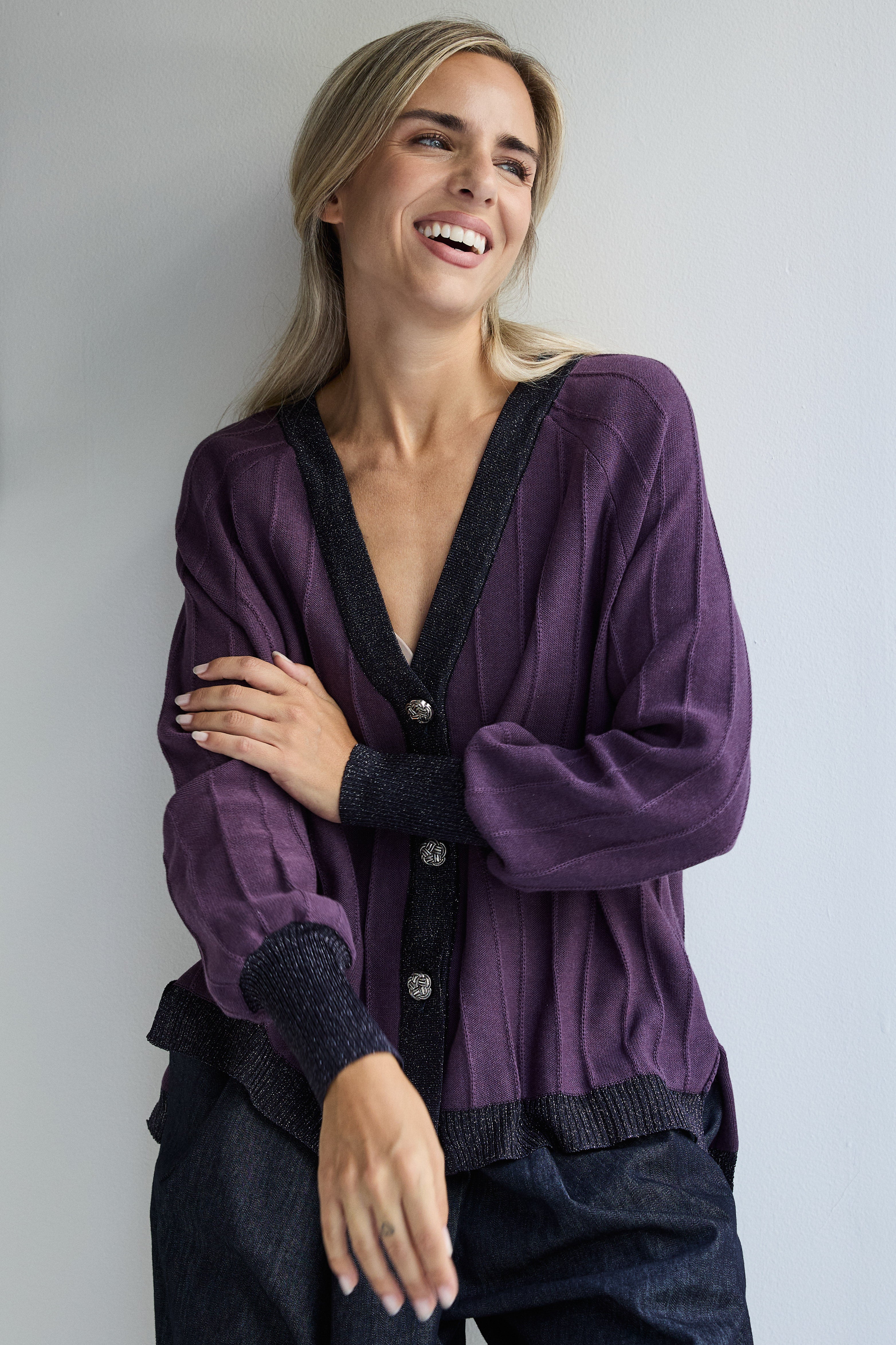 CARDIGAN PROVENZA BERENJENA