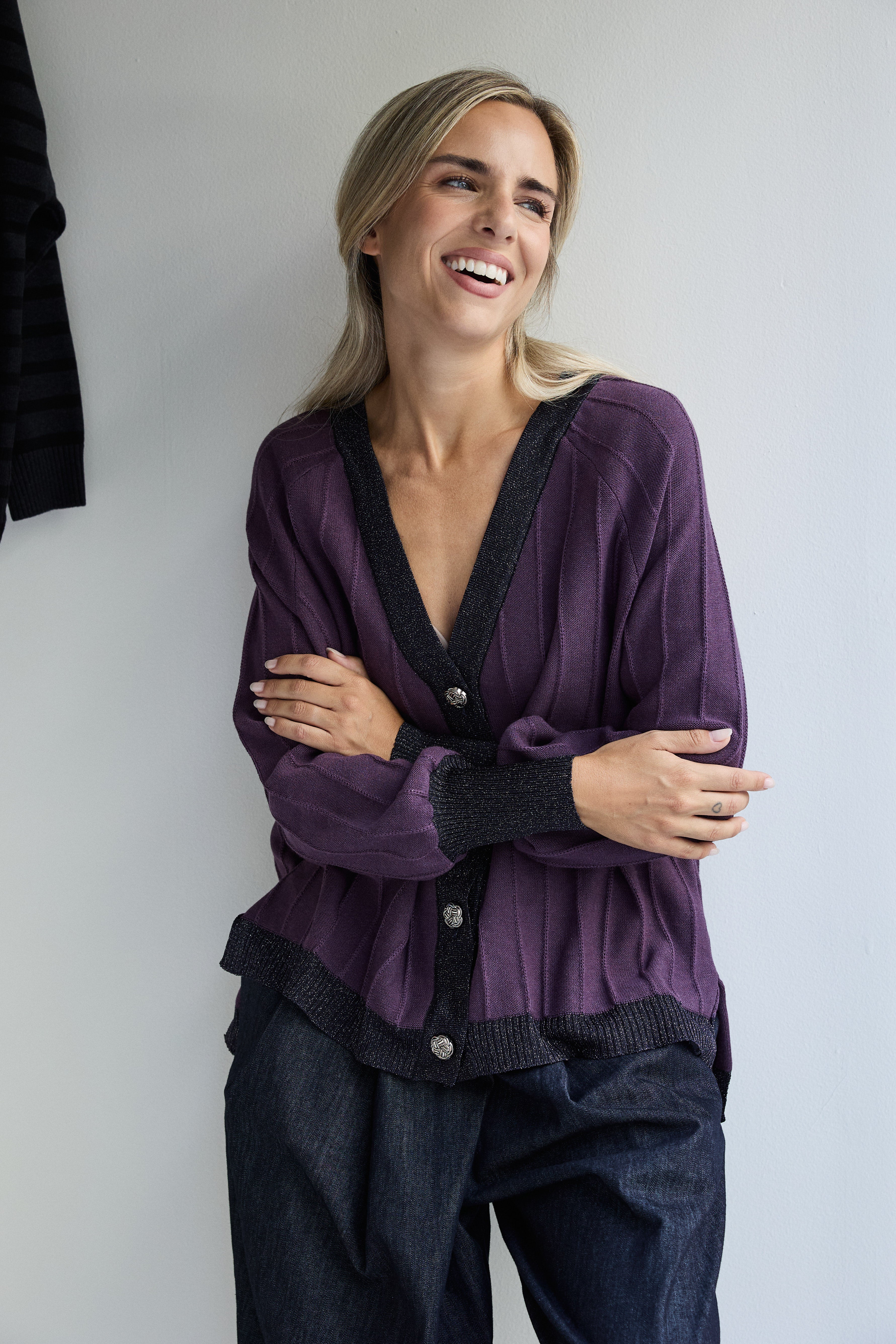 CARDIGAN PROVENZA BERENJENA