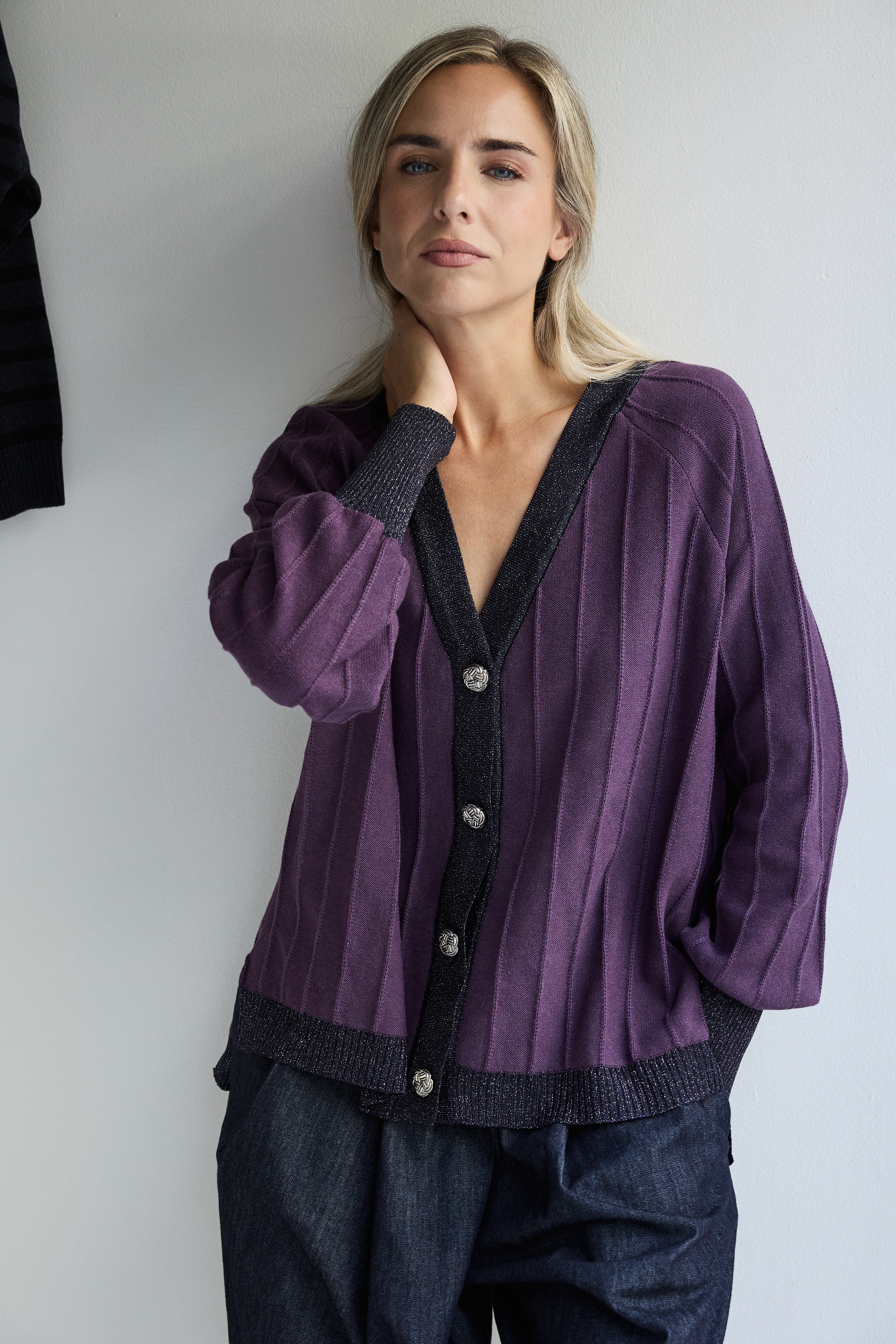 CARDIGAN PROVENZA BERENJENA
