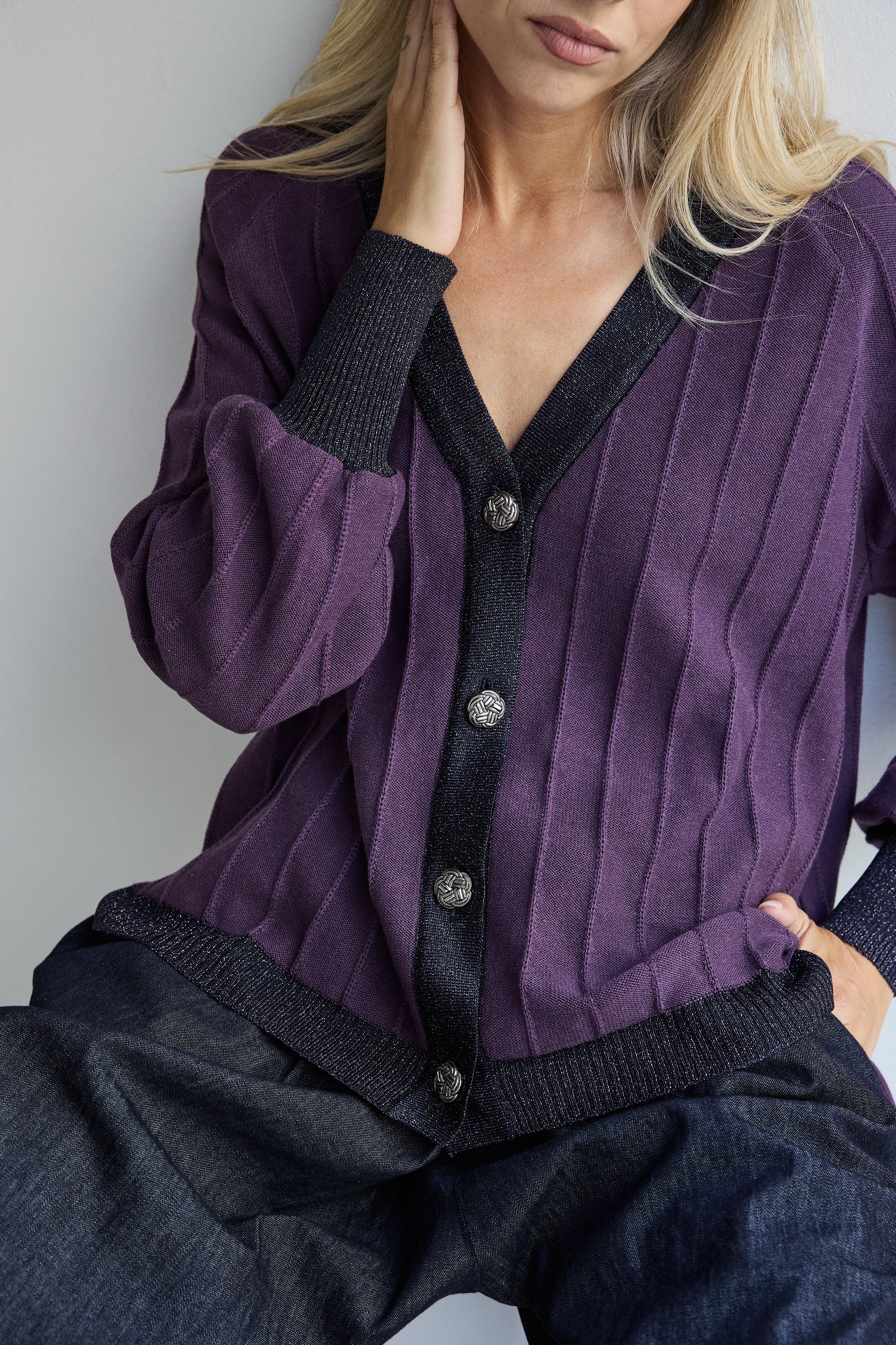 CARDIGAN PROVENZA BERENJENA