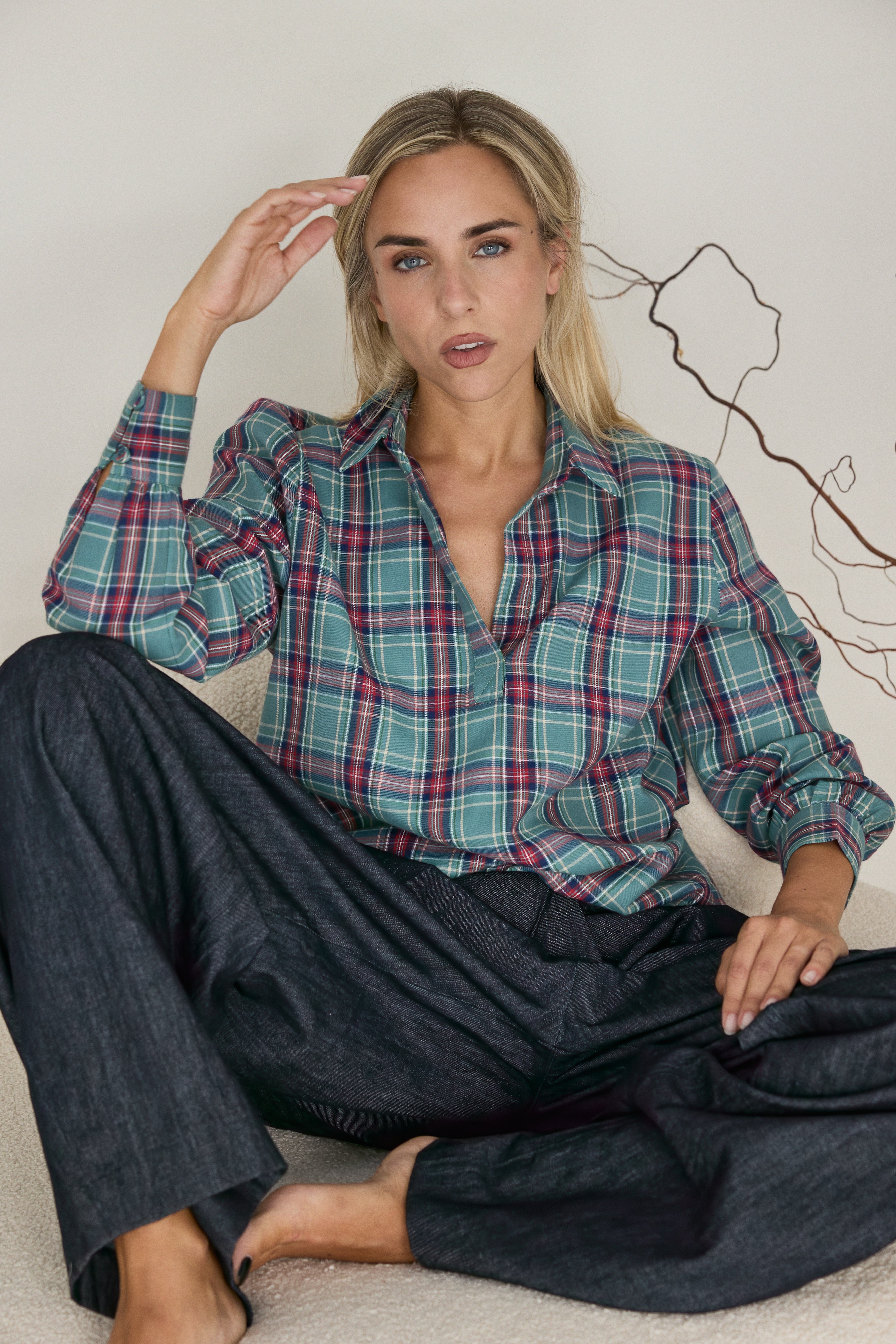 PINK PLAID BLOUSE