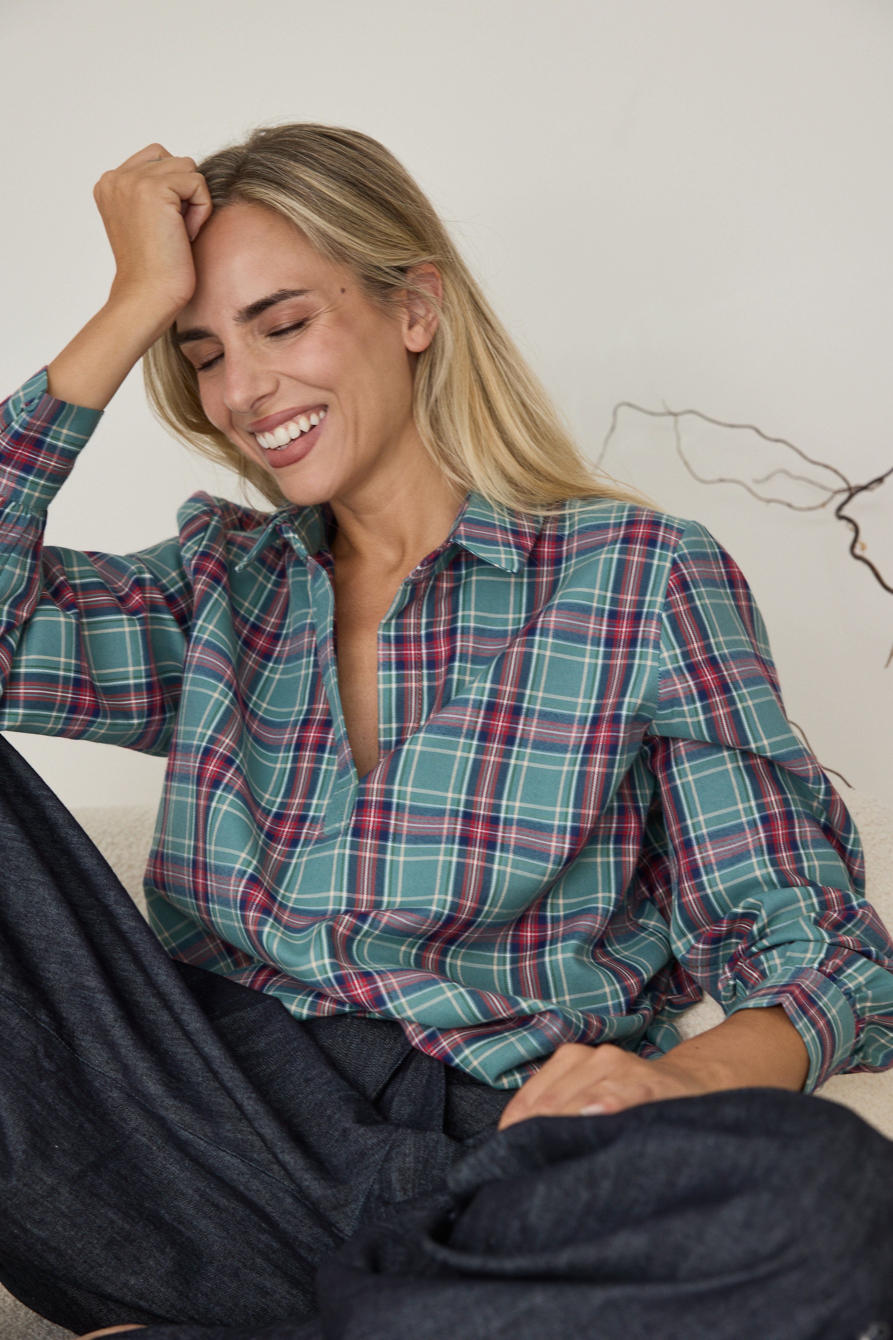 PINK PLAID BLOUSE