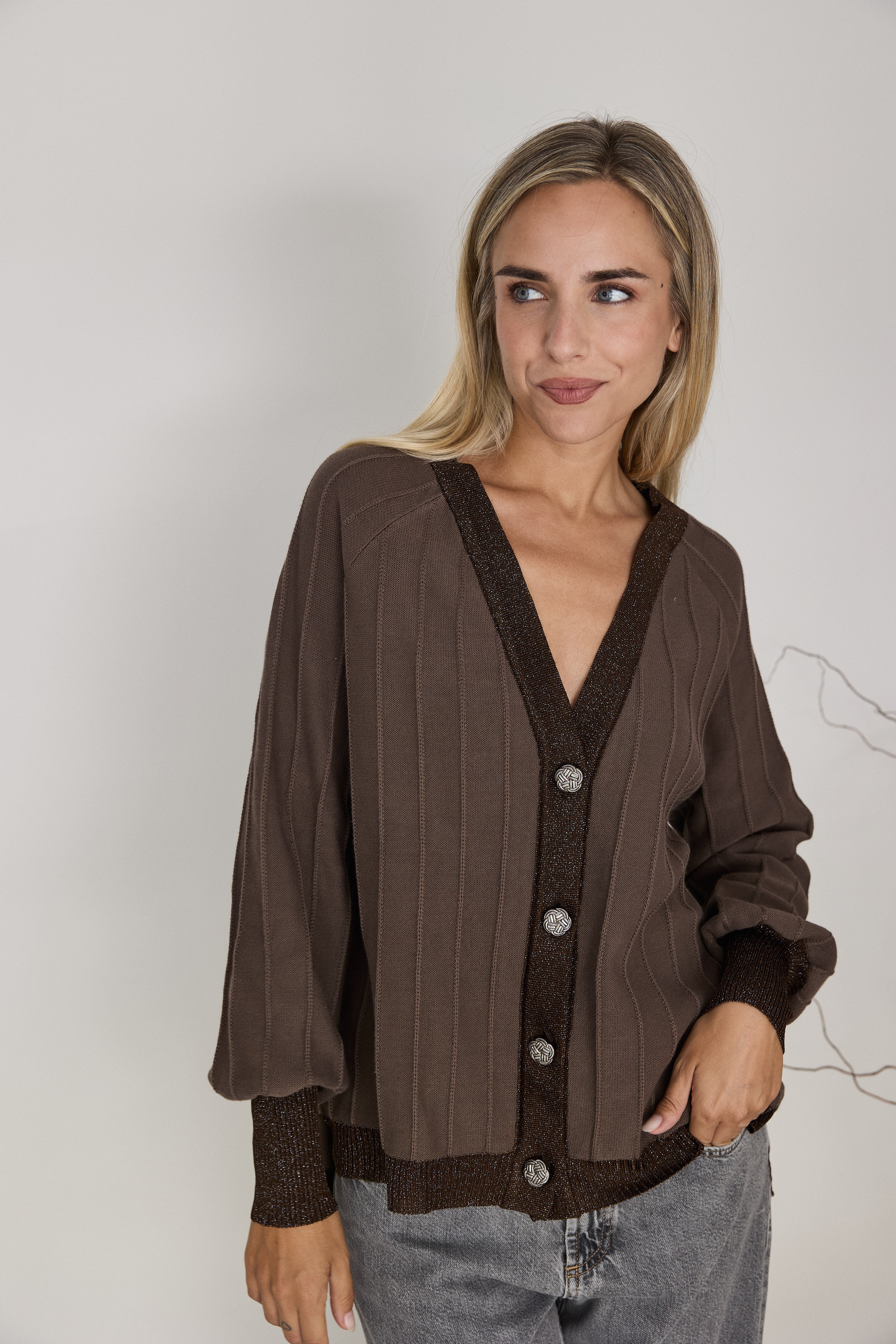 CARDIGAN PROVENZA MARRÓN