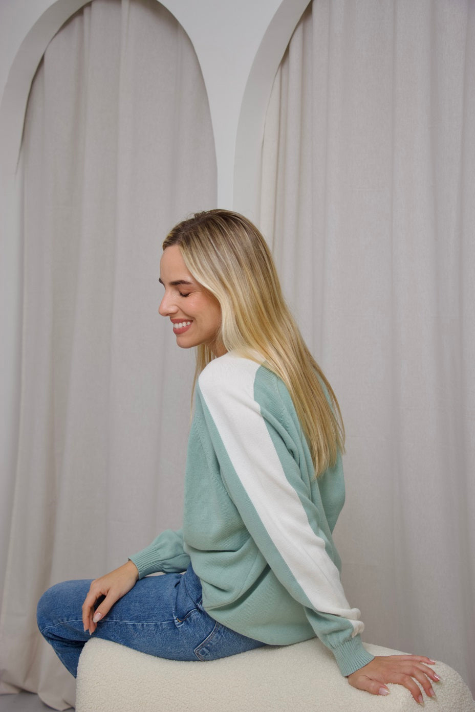 JERSEY LINE VERDE PASTEL Y CRUDO