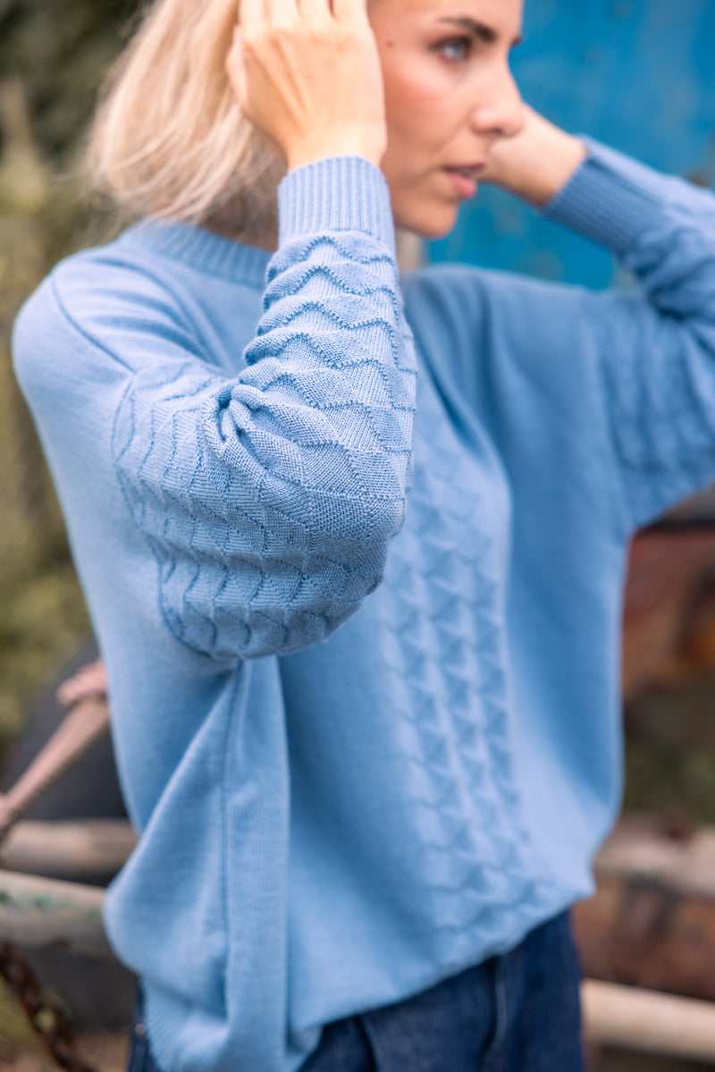 JERSEY ARLEQUIN AZUL CIELO "bienvenido Otoño "